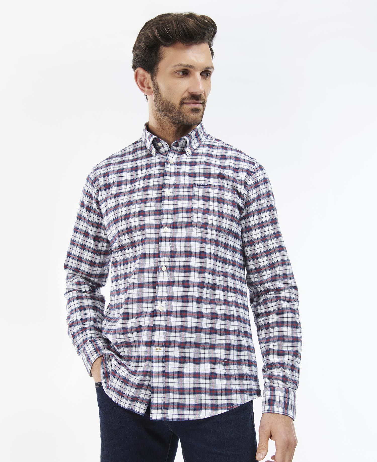 Barbour Benwell Tailored Fit Men's Shirts Navy | 572134-CWO