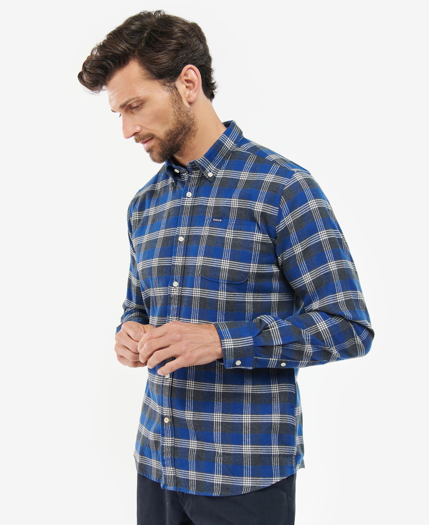 Barbour Brockwell Tailored Fit Men's Shirts Blue | 680721-JRF