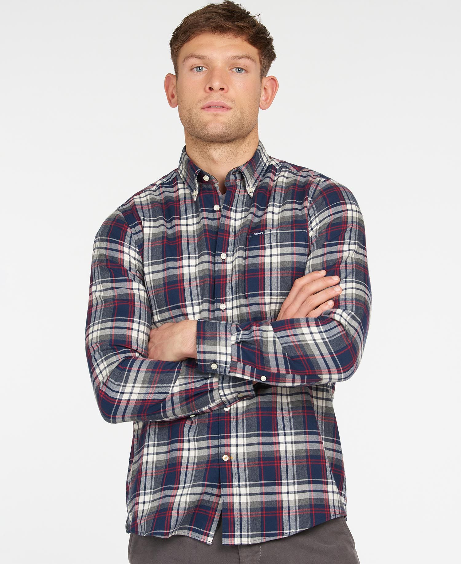 Barbour Crossfell Tailored Men's Shirts Blue | 387940-YIZ