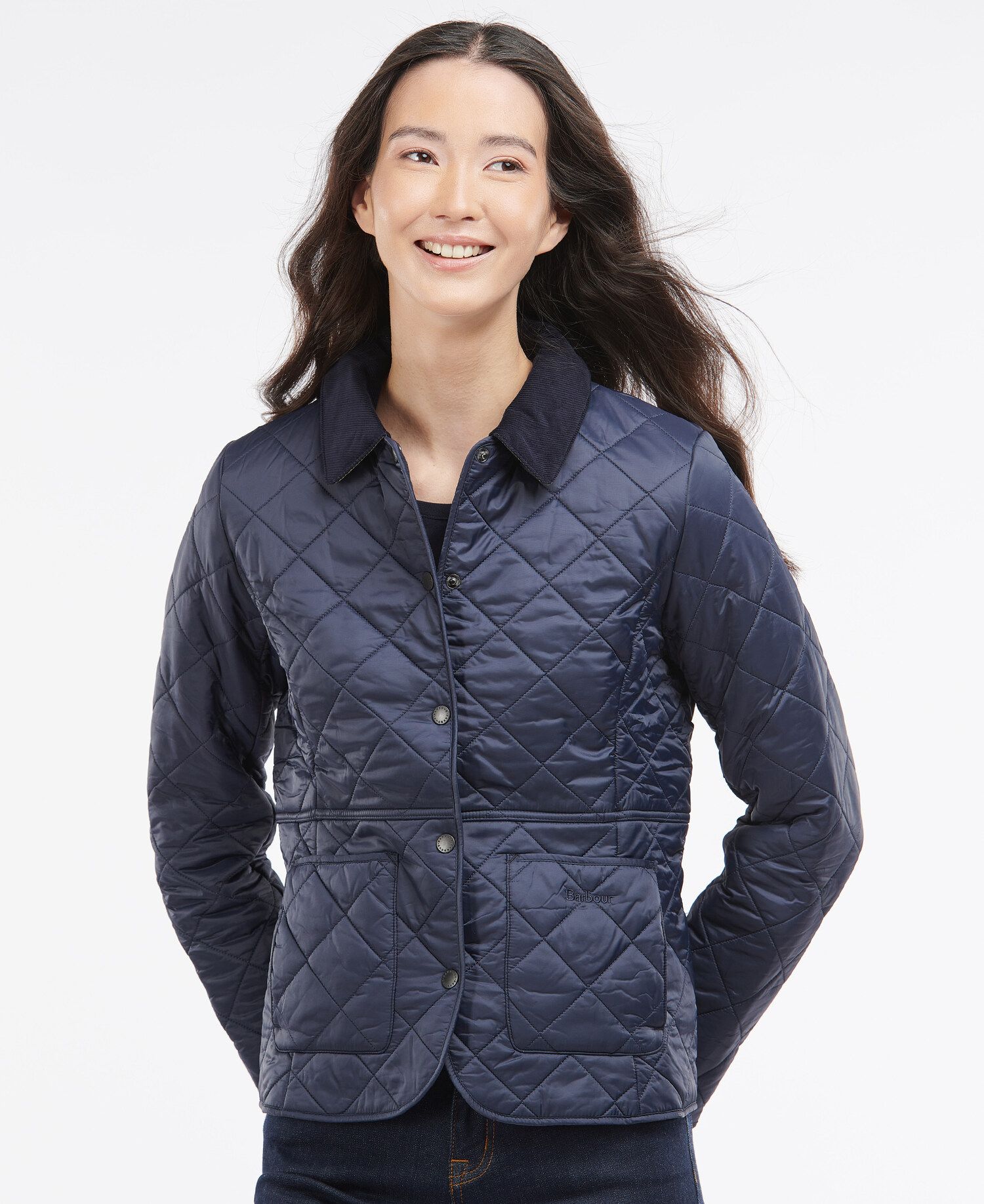 Barbour Deveron Polarquilt Women's Quilted Jackets Navy | 634107-RGH