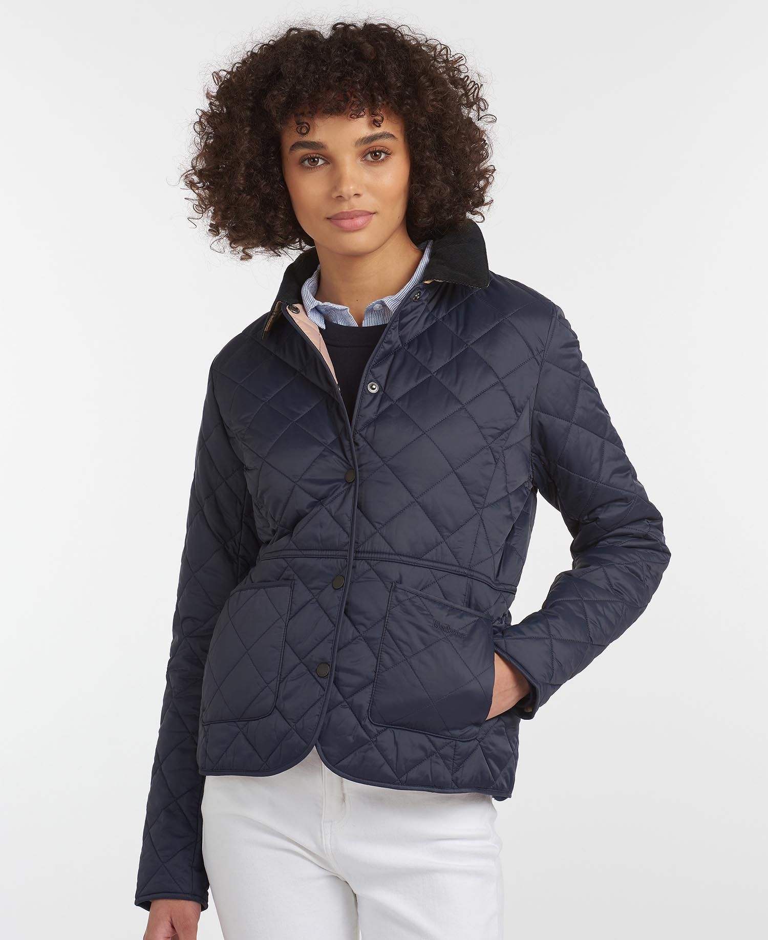 Barbour Deveron Women's Quilted Jackets Navy | 792036-HQX