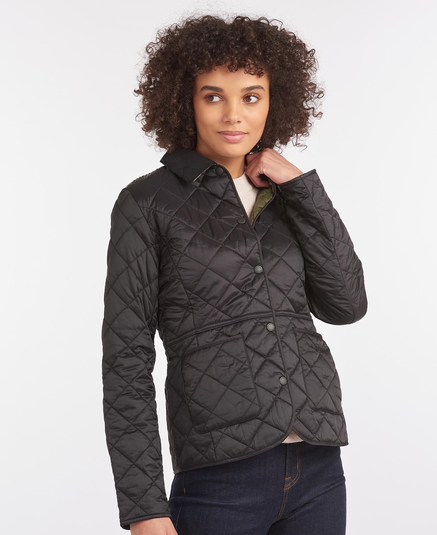 Barbour Deveron Women's Quilted Jackets Black | 897150-HGN