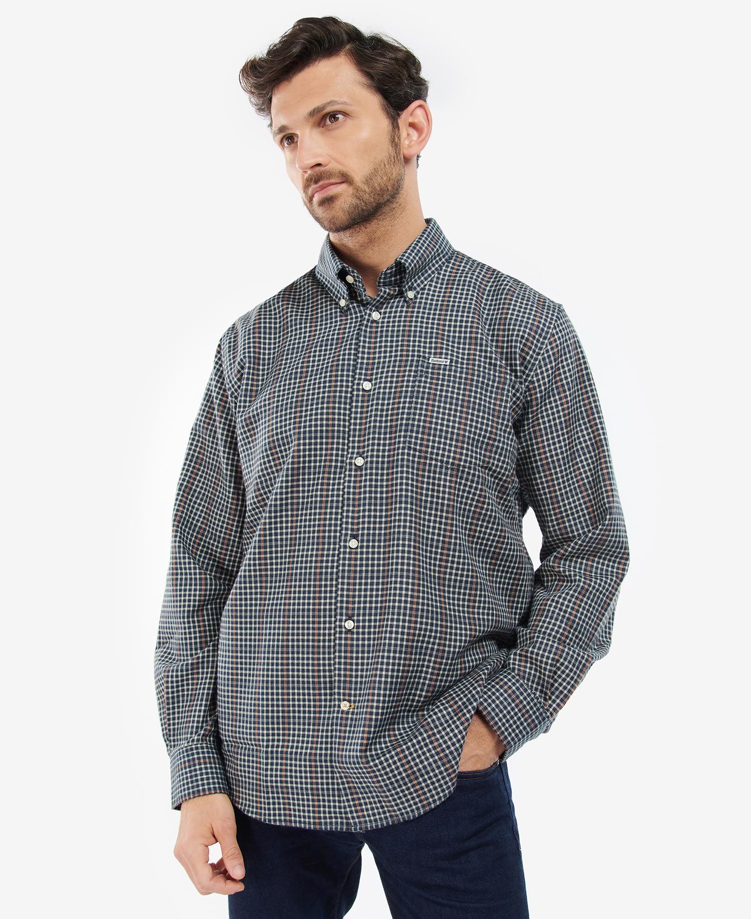 Barbour Henderson Thermo Weave Men's Shirts Navy | 260437-UQK