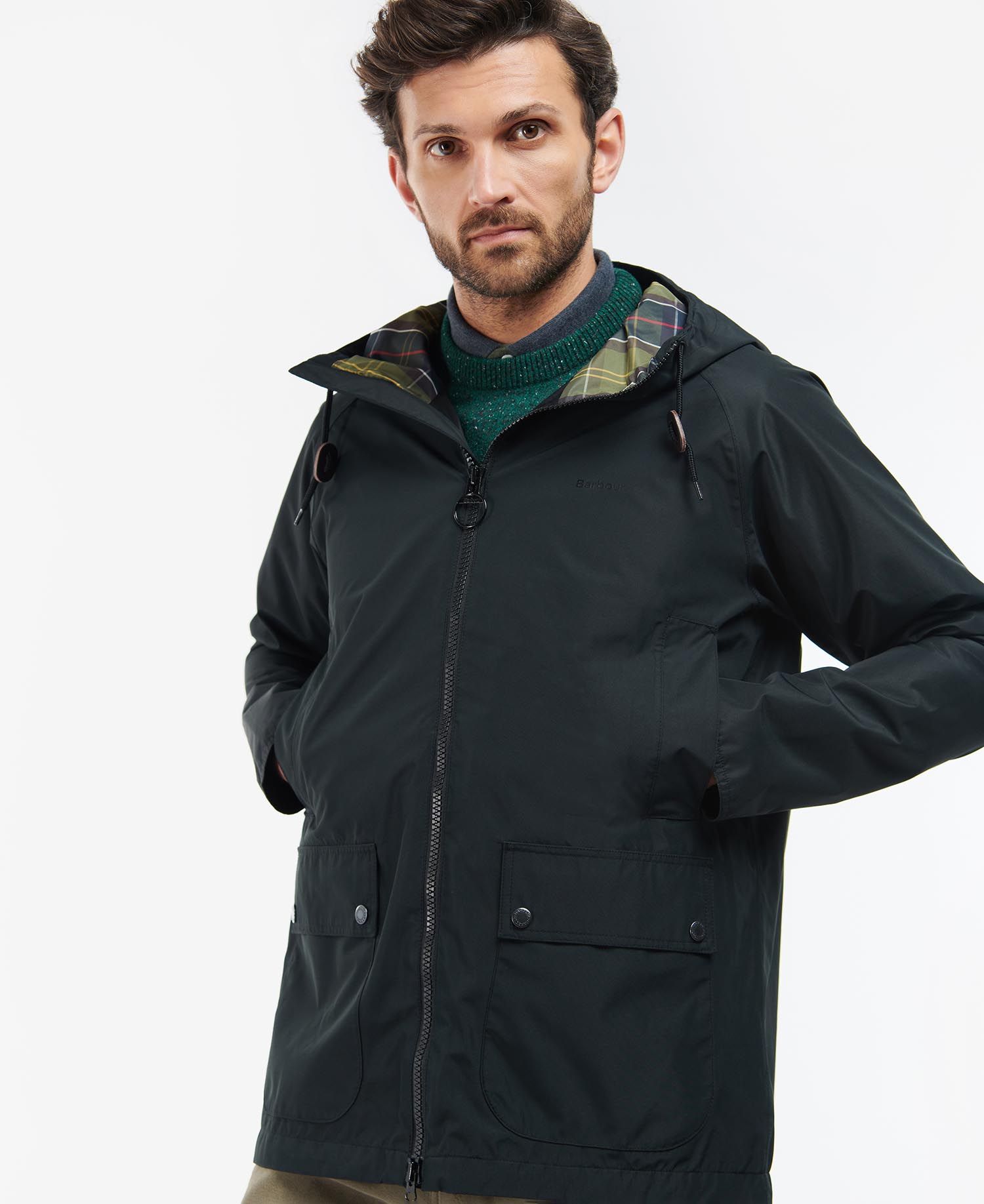 Barbour Hooded Domus Men's Waterproof Jackets Black | 106472-KAJ