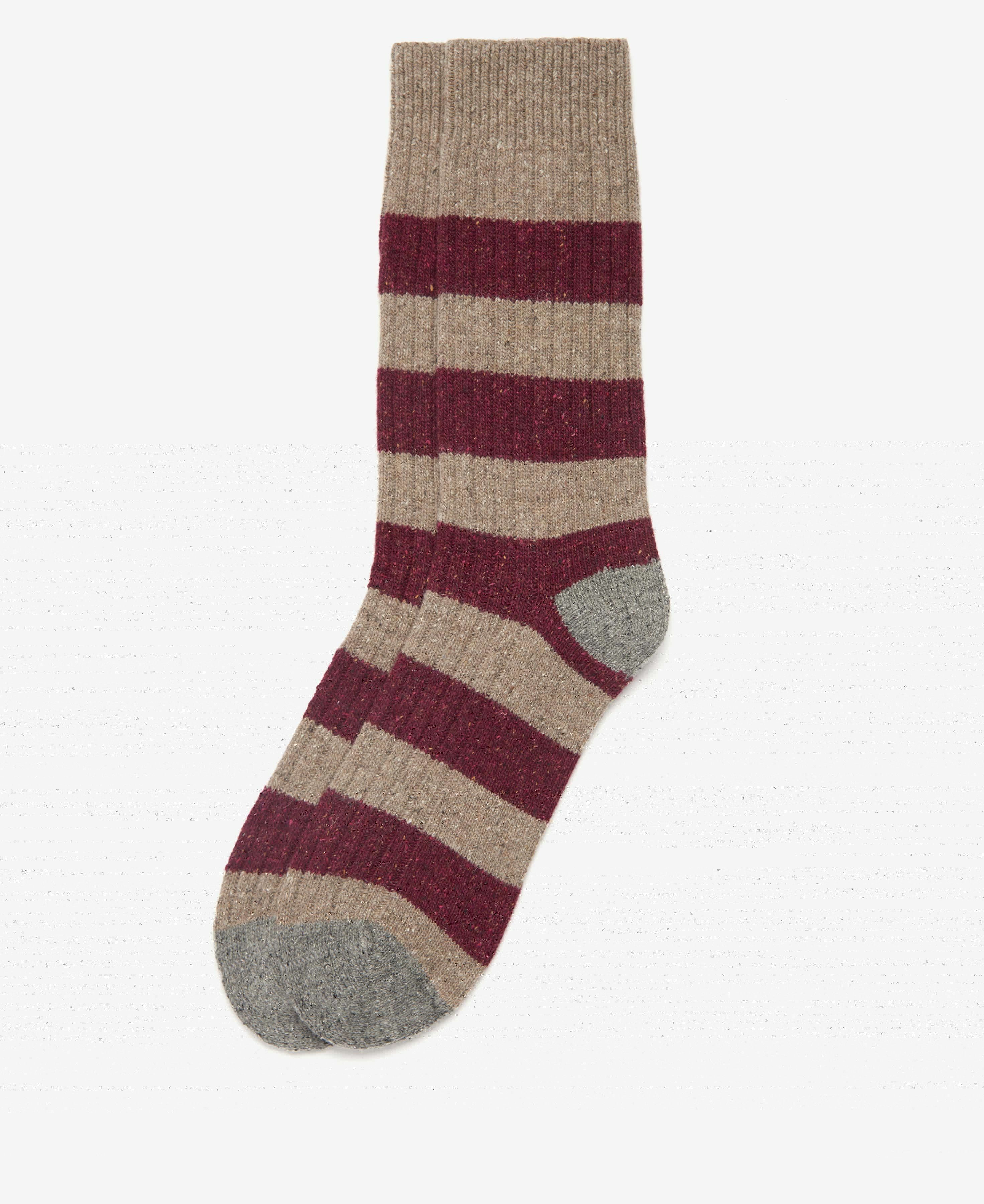 Barbour Houghton Stripe Men's Socks Khaki / Red | 096187-DBF