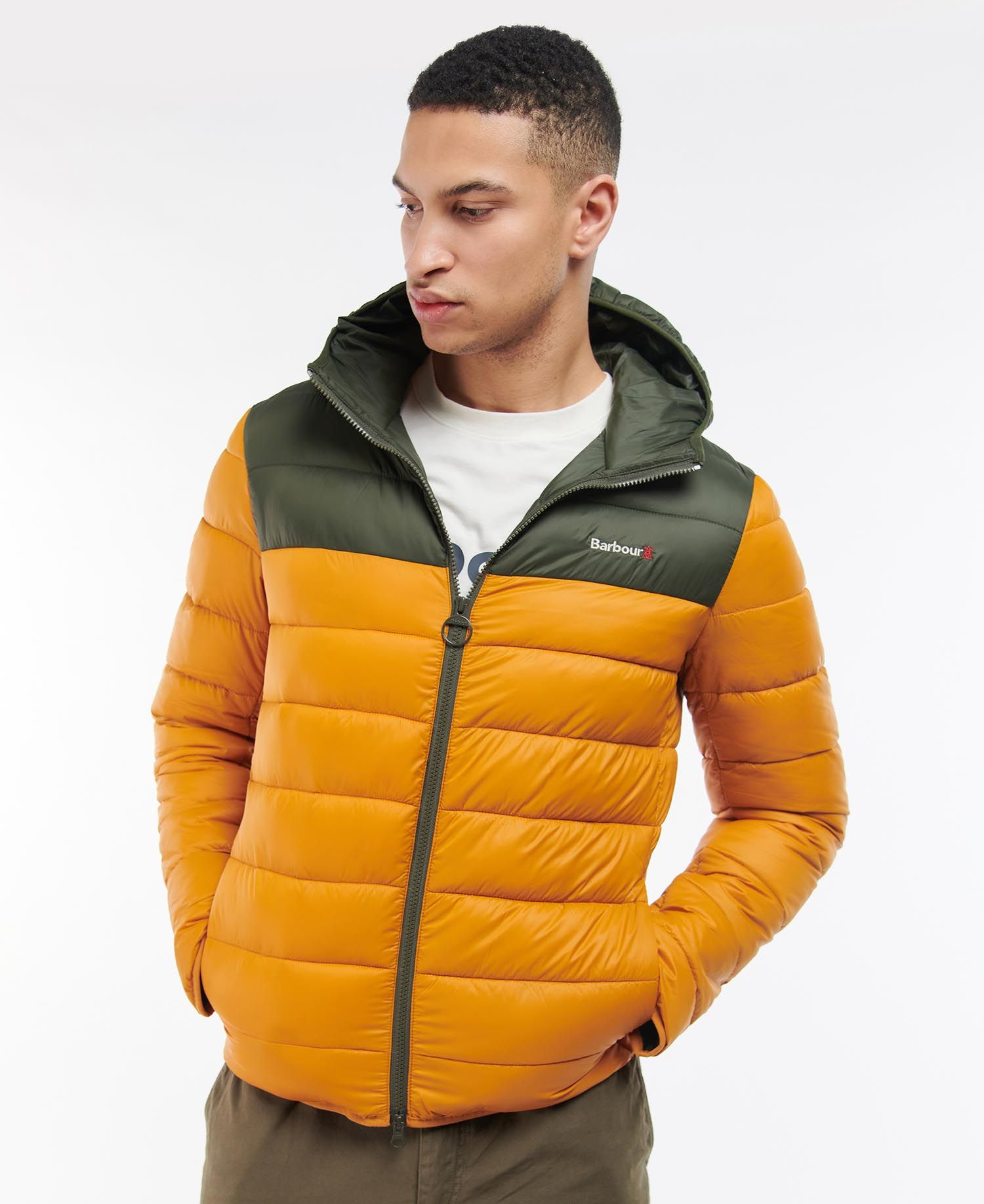 Barbour Kendle Baffle Men's Quilted Jackets Orange / Olive | 643859-YAN