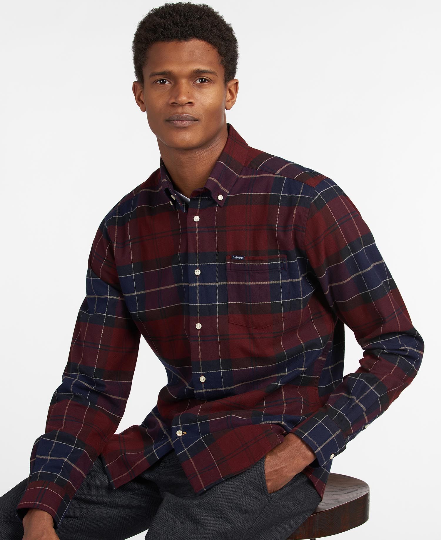 Barbour Lutsleigh Men's Shirts Red / Navy | 897620-XKH