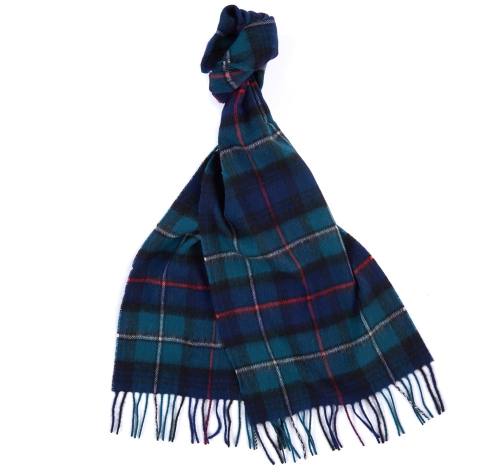 Barbour New Check Tartan Men's Scarves Navy / Turquoise | 491863-REG