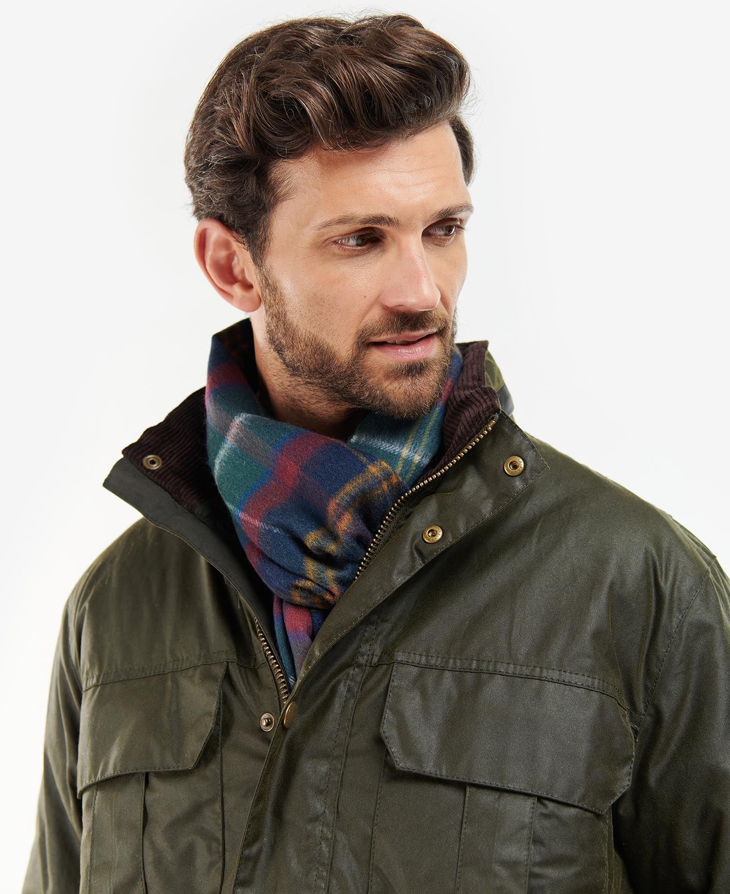 Barbour New Check Tartan Men's Scarves Olive | 375682-KCU