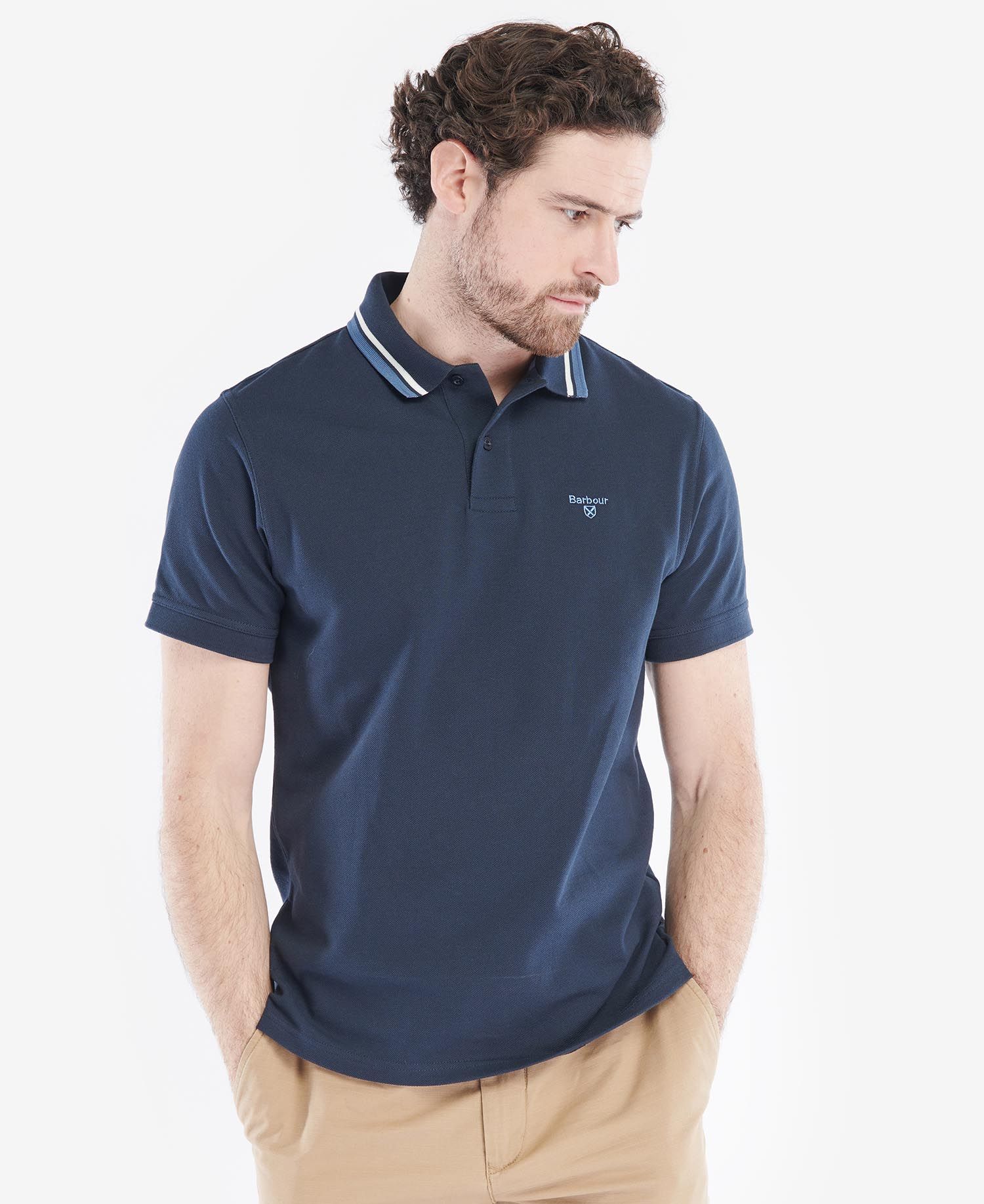 Barbour Otterburn Men's Polo Shirts Navy | 415967-OSZ