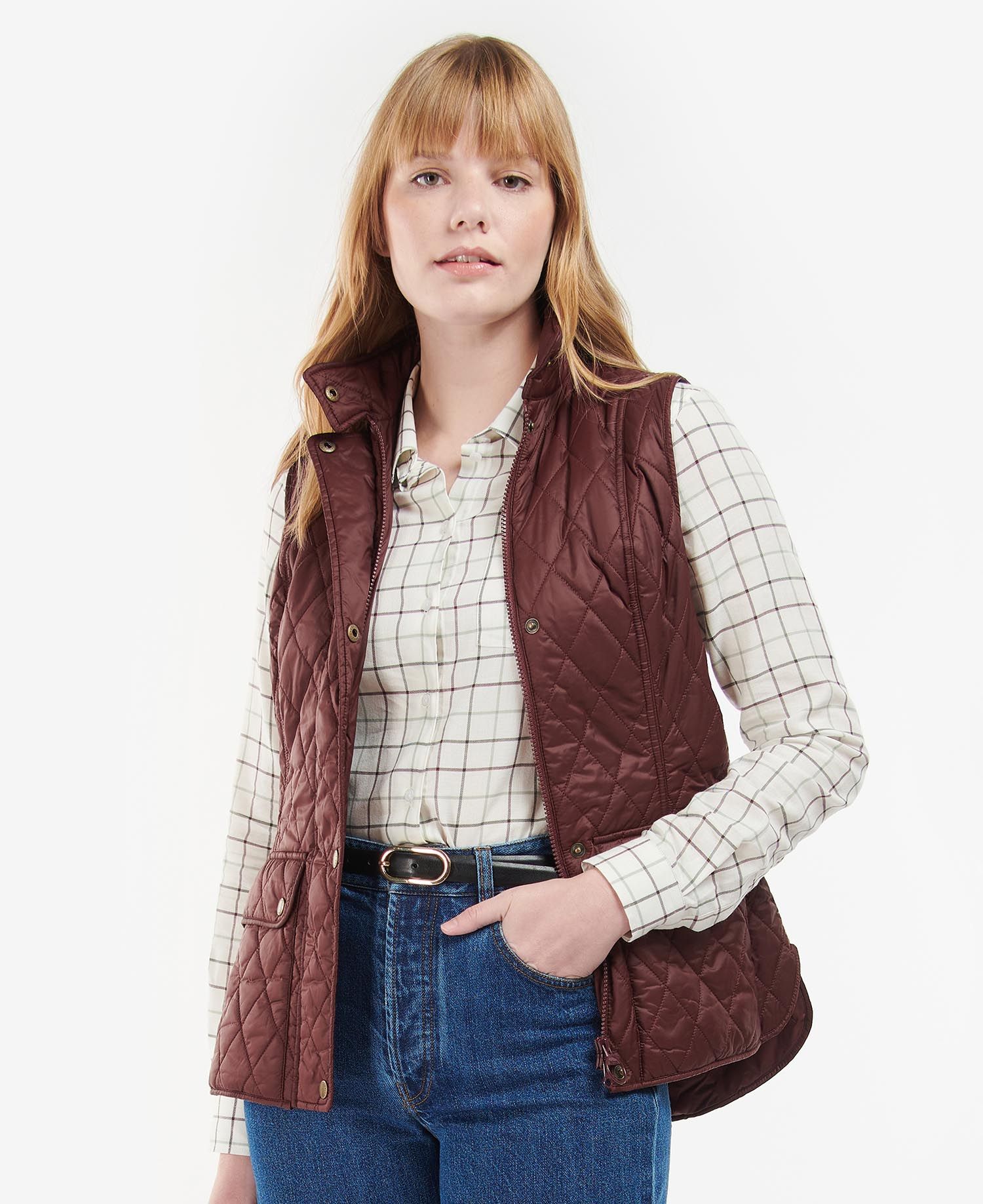 Barbour Otterburn Women's Vest Burgundy | 184639-CUW