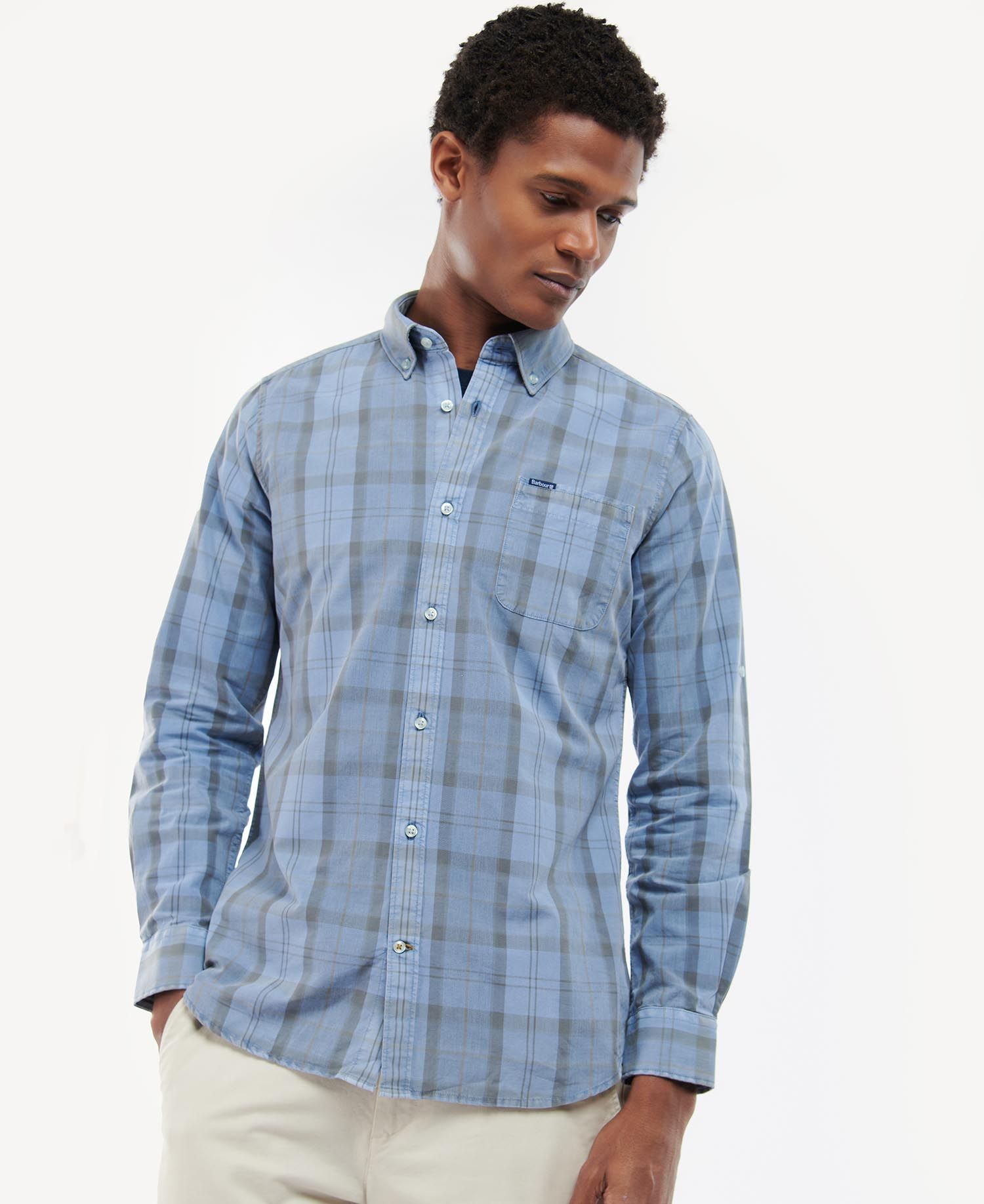 Barbour Overdyed Tartan Tailored Men's Shirts Blue | 862093-AHC