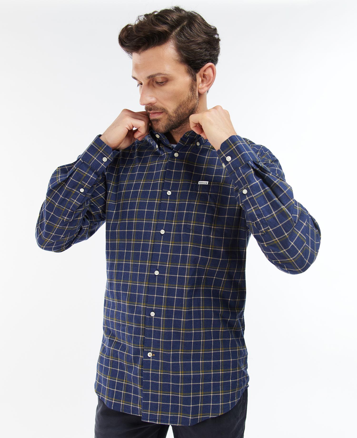 Barbour Pelton Regular Men's Shirts Navy | 429581-LKJ