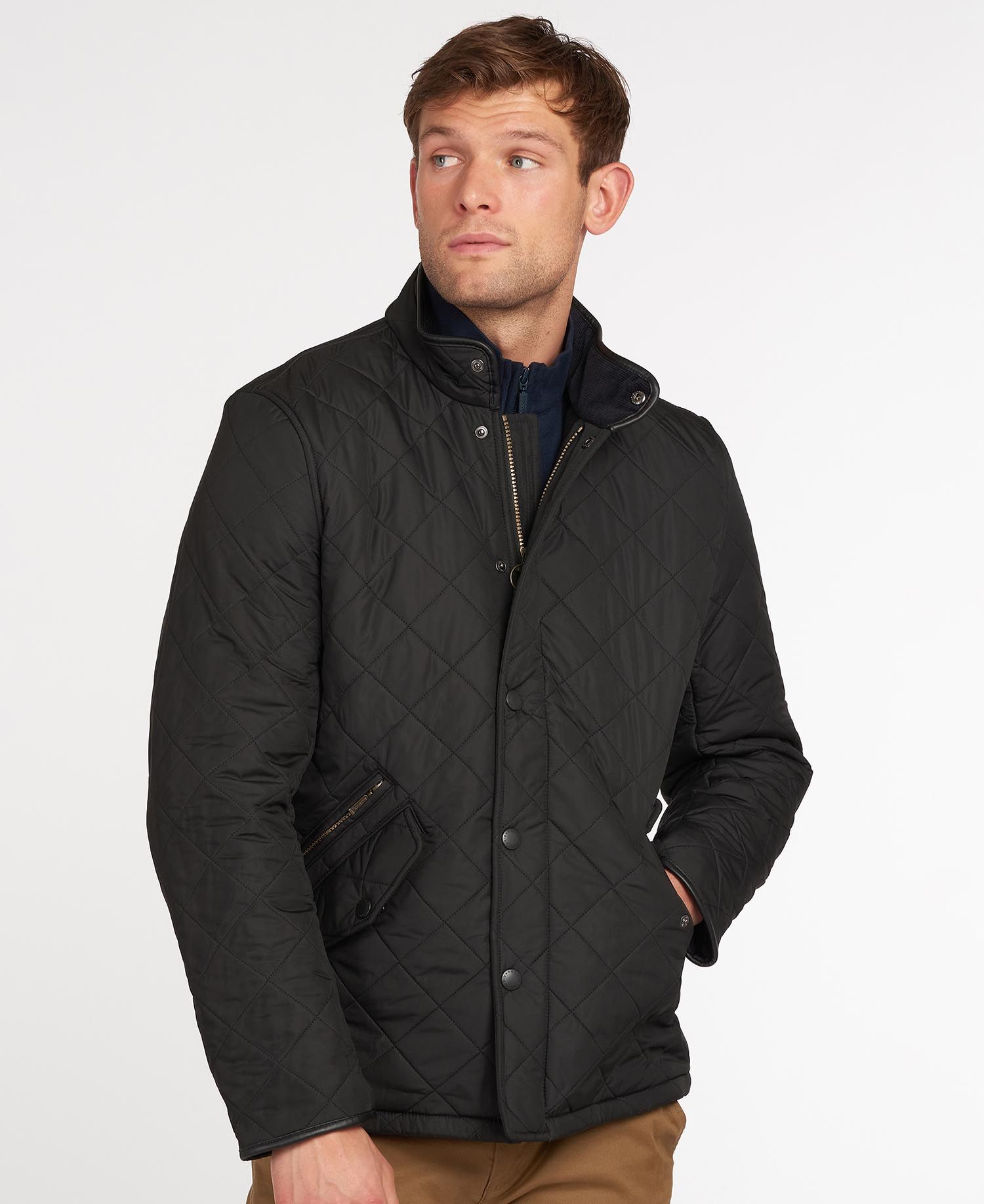 Barbour Powell Men's Quilted Jackets Black | 973162-FGD