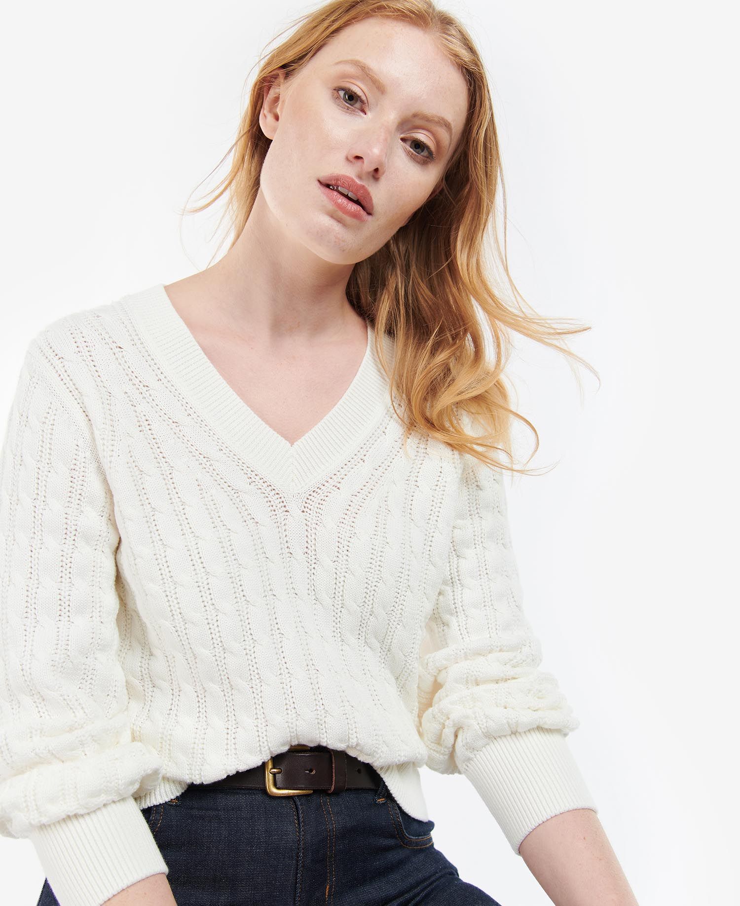 Barbour Primrose Knit Women's Sweaters Cream | 201975-QZH