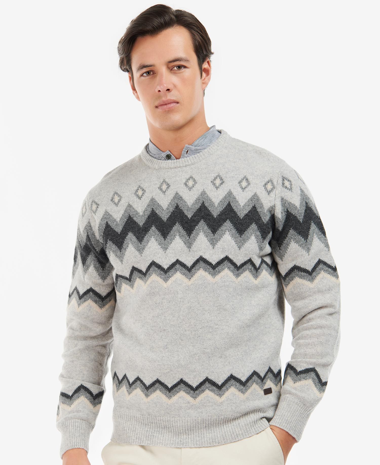 Barbour Regis Fairisle Men's Sweatshirts Grey | 380294-SQT