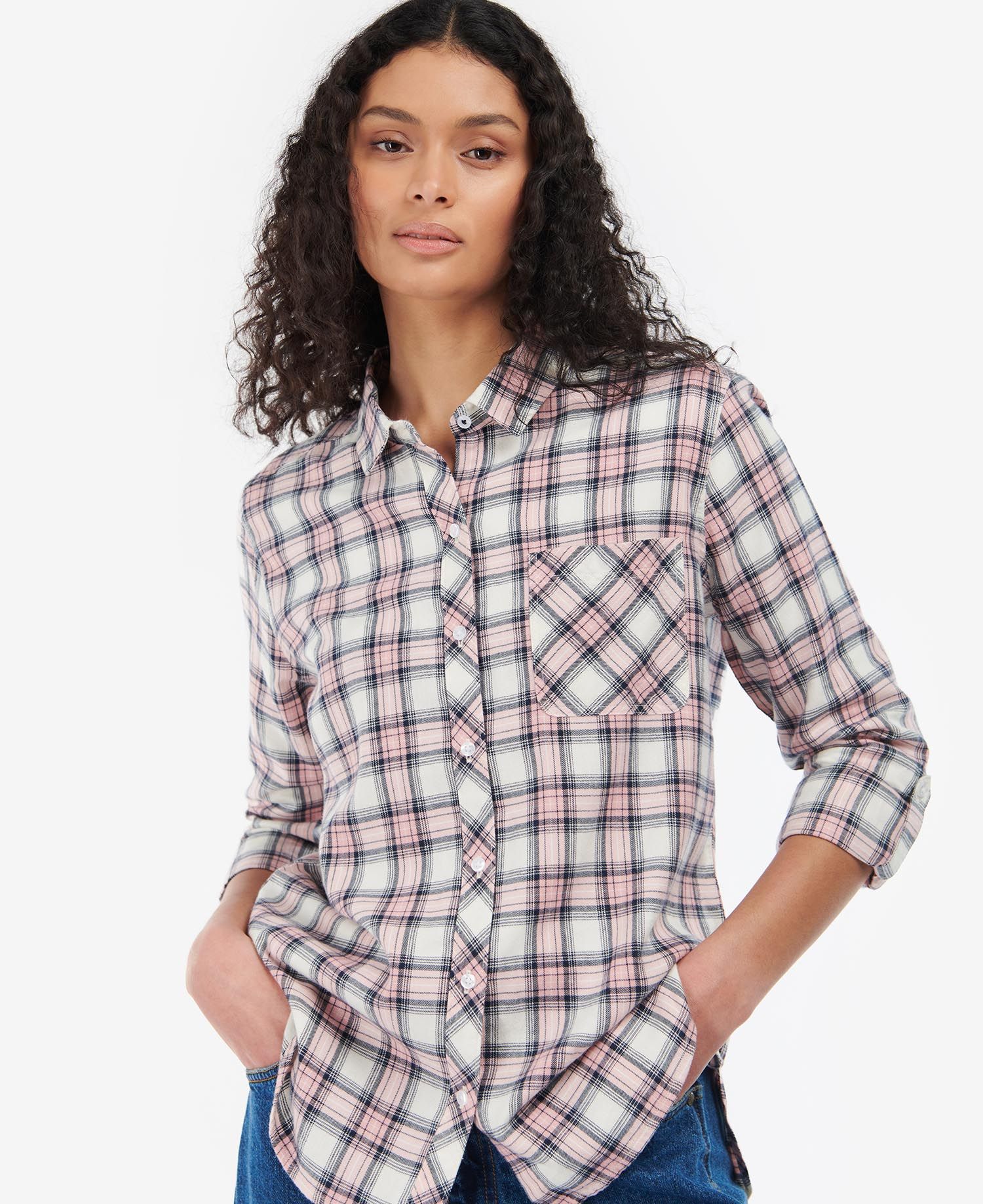 Barbour Shoreside Women's Shirts White / Pink | 742016-GQI