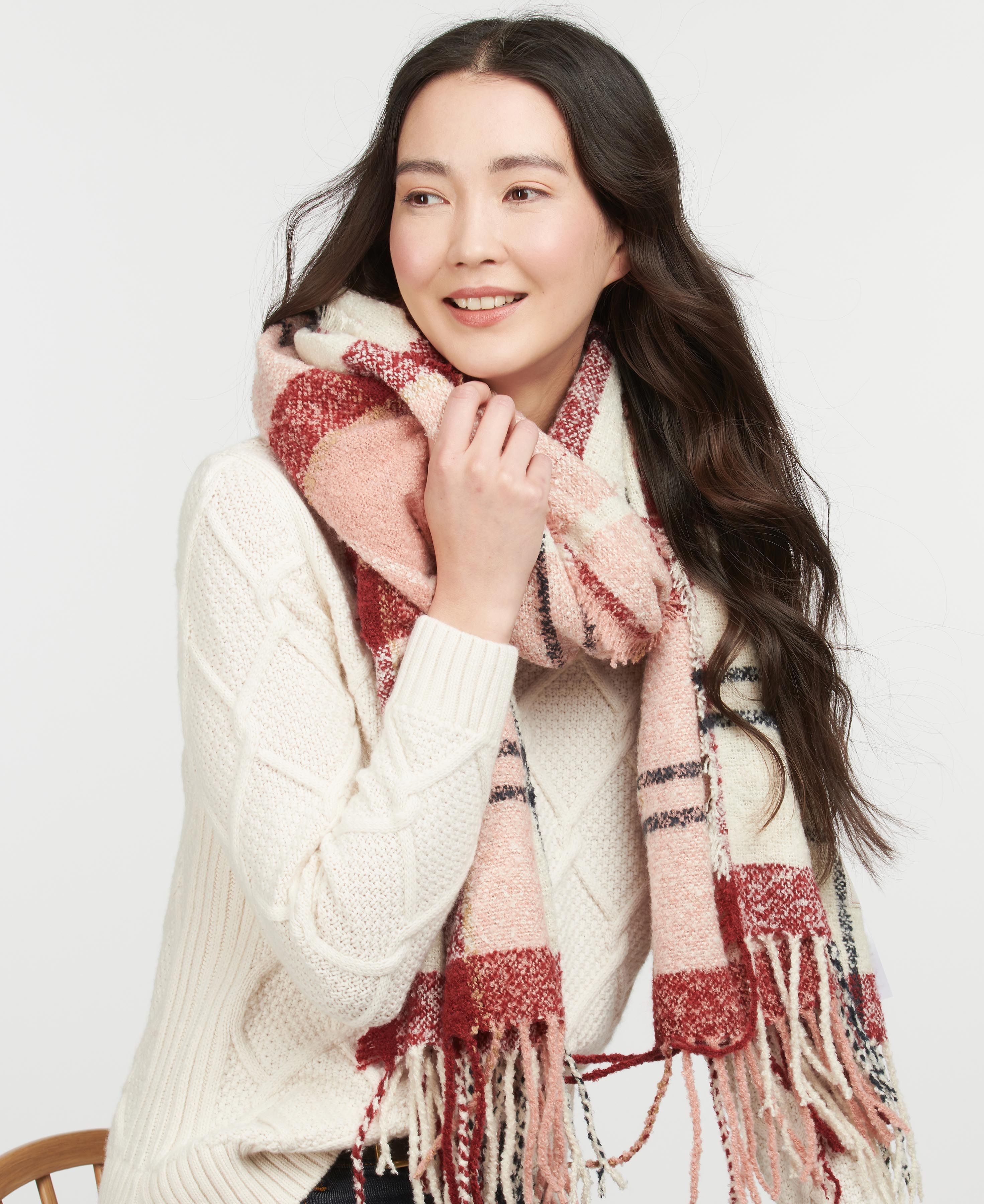 Barbour Tartan Boucle Women's Scarves Pink | 190832-BLP