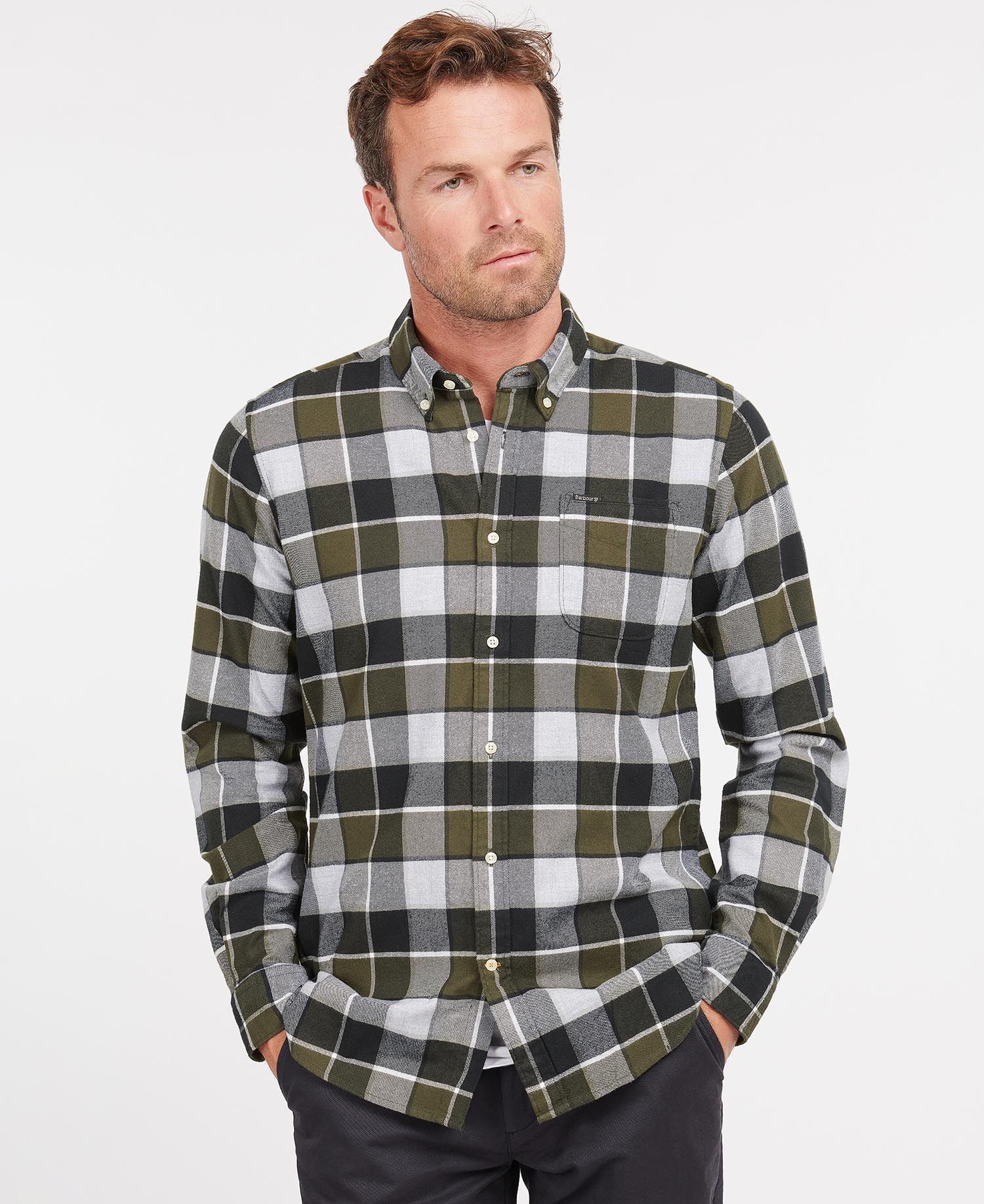 Barbour Valley Tailored Men's Shirts Olive | 034579-WUE