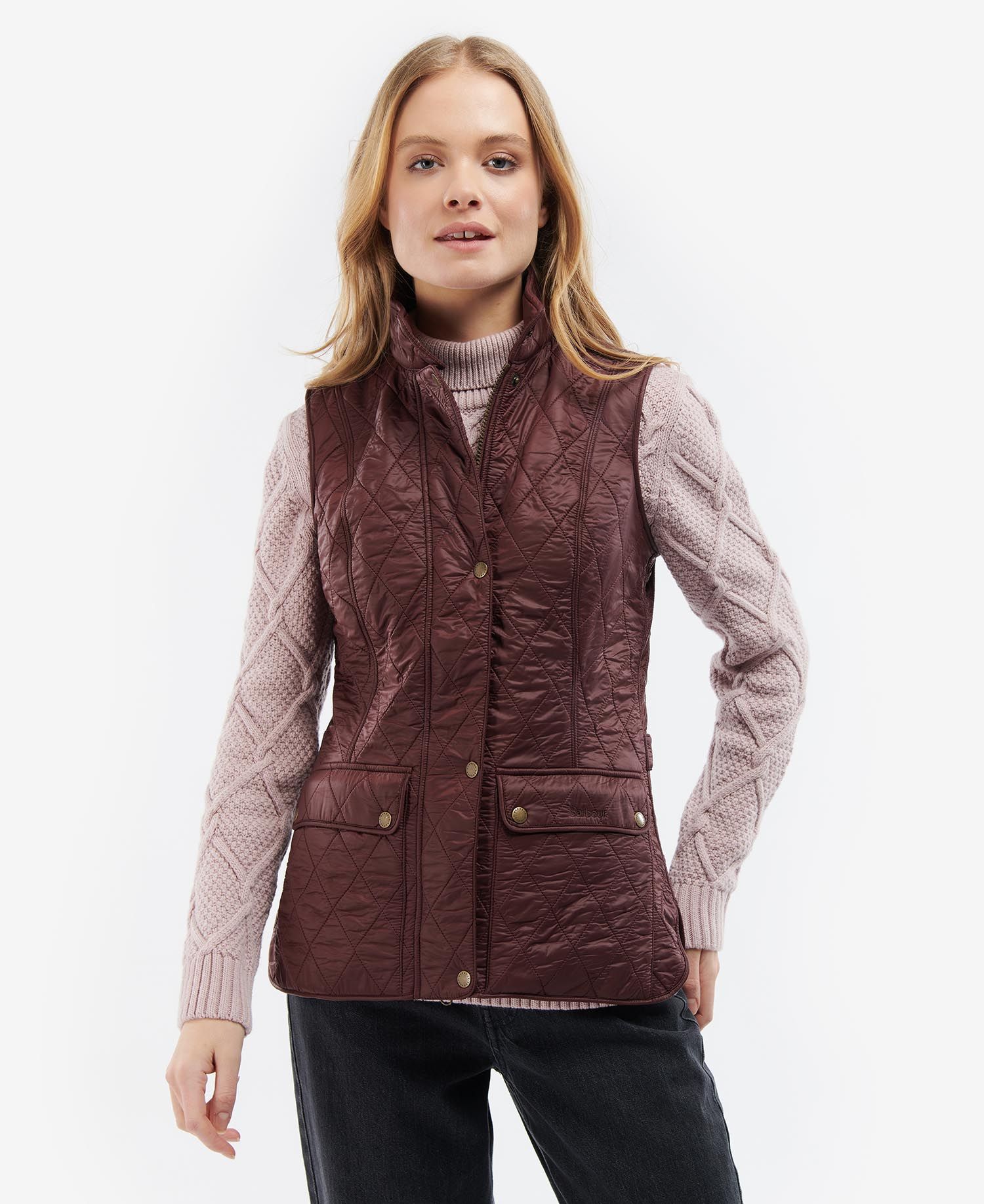 Barbour Wray Women's Vest Burgundy | 437620-CTP