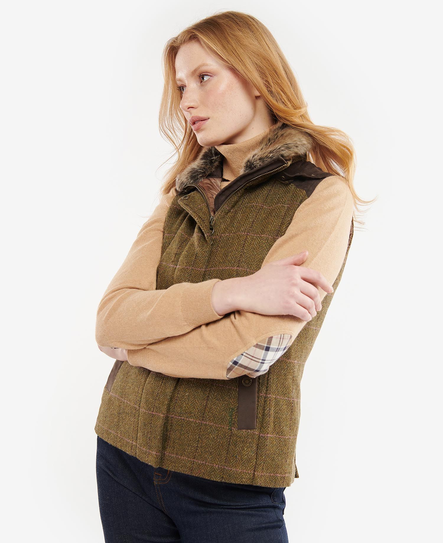 Barbour Alder Wool Women\'s Vest Olive | 068792-FVH