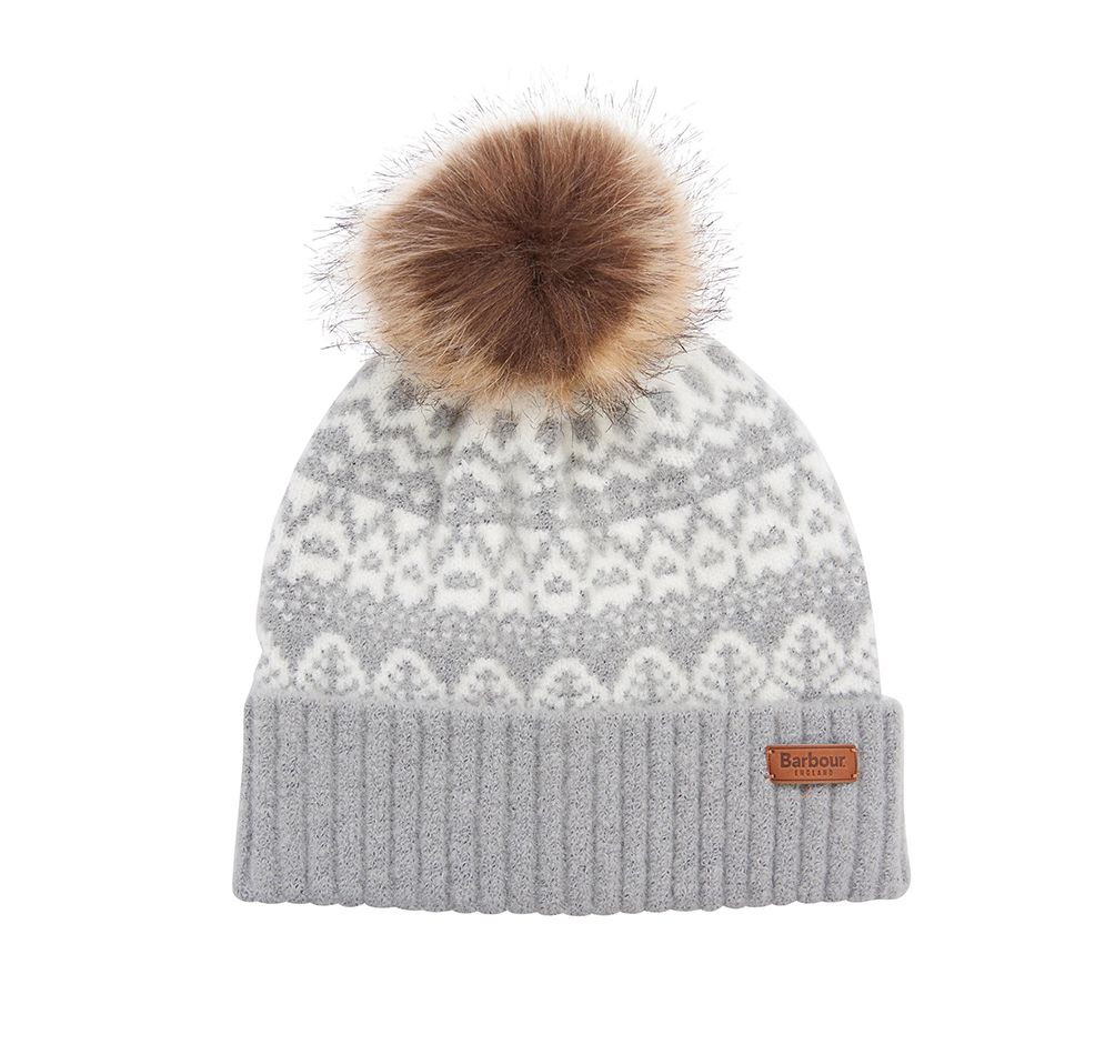 Barbour Alpine Fairisle Pom Women\'s Beanie Grey | 798164-HGE