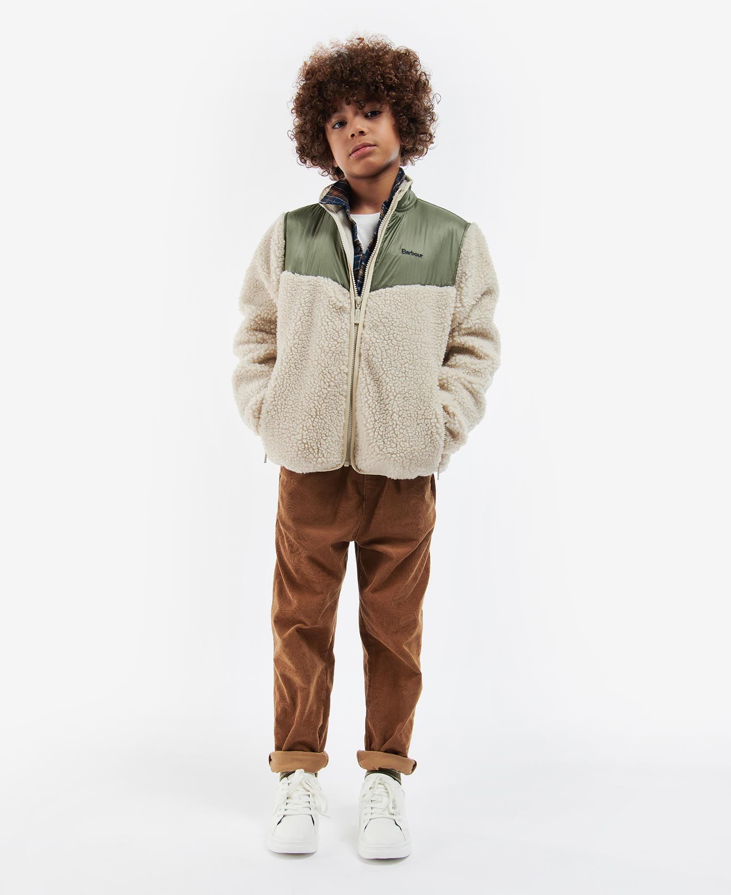 Barbour Axis Fleece Kids' Jackets Beige / Olive | 621890-UEJ