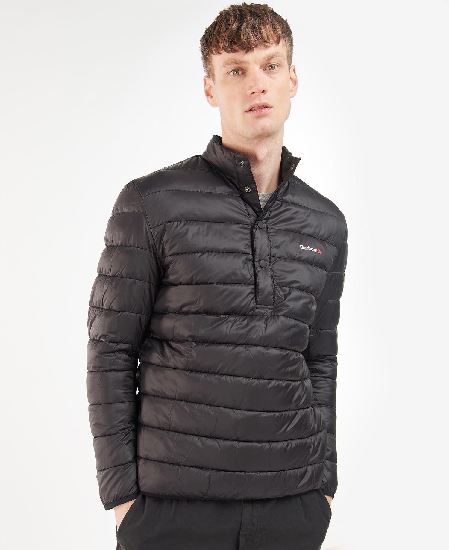 Barbour Baffle Overhead Men\'s Quilted Jackets Black | 348021-EWT