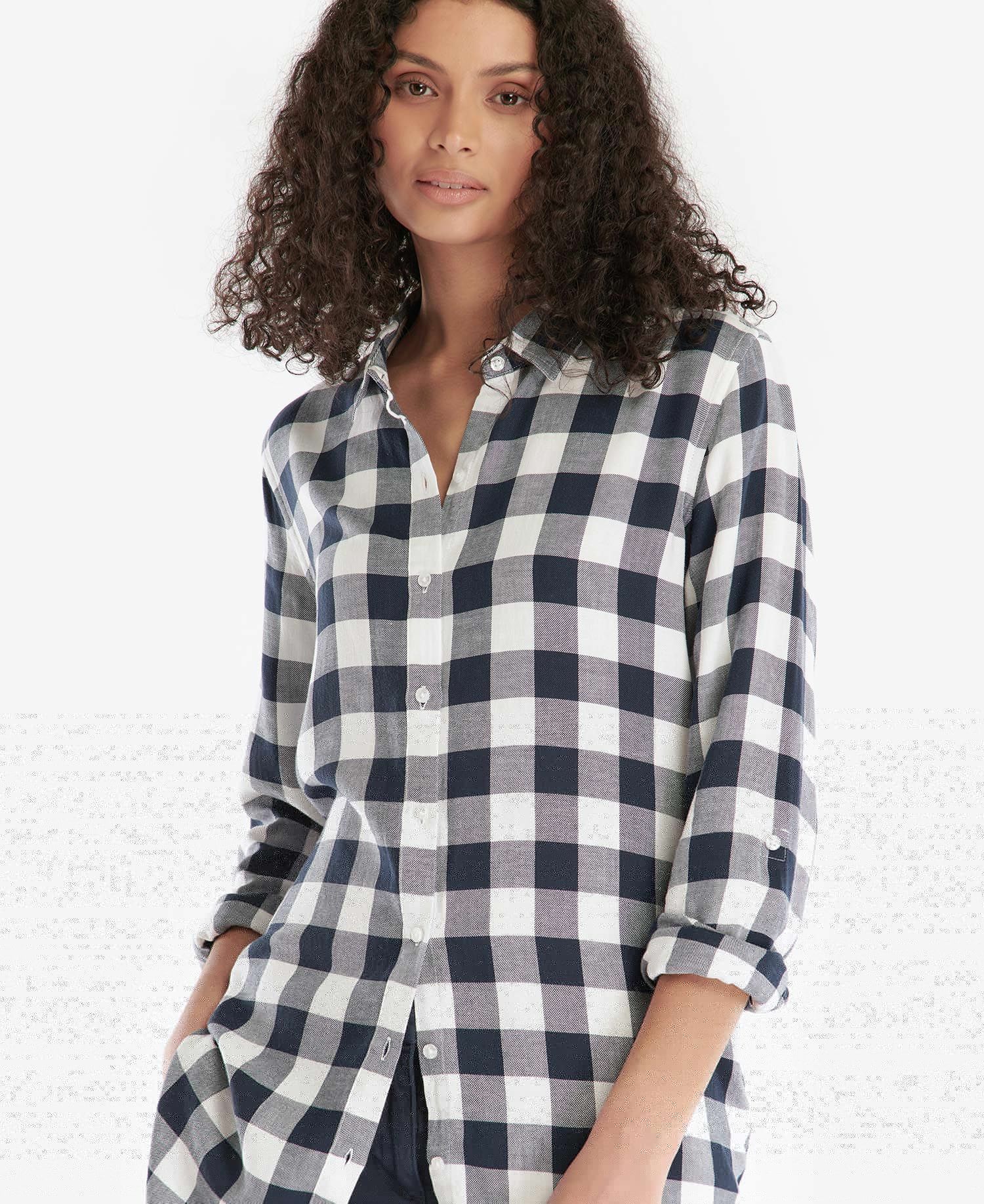 Barbour Baymouth Women's Shirts Black / White | 173295-TBL