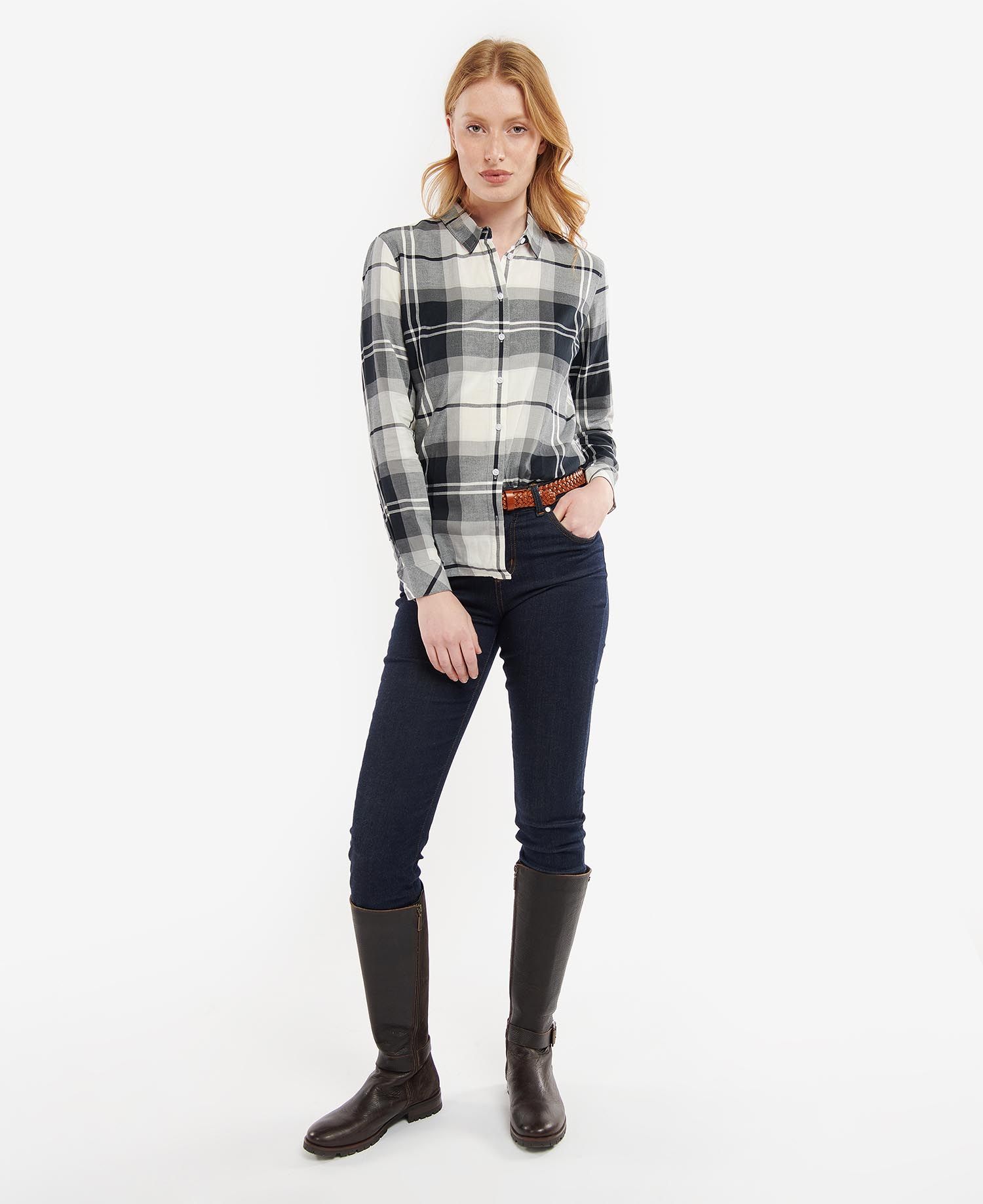 Barbour Bredon Women's Shirts Black / White | 729813-DPL