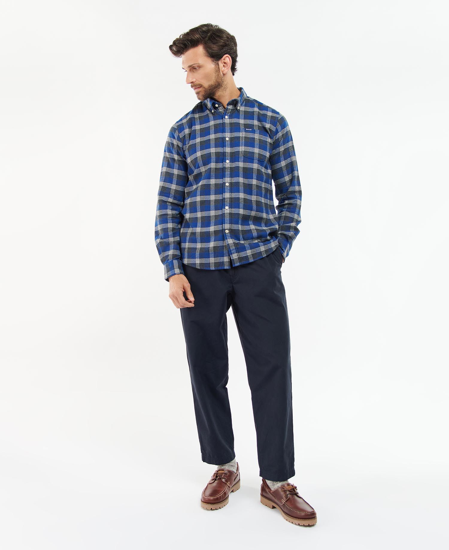 Barbour Brockwell Tailored Fit Men's Shirts Blue | 680721-JRF