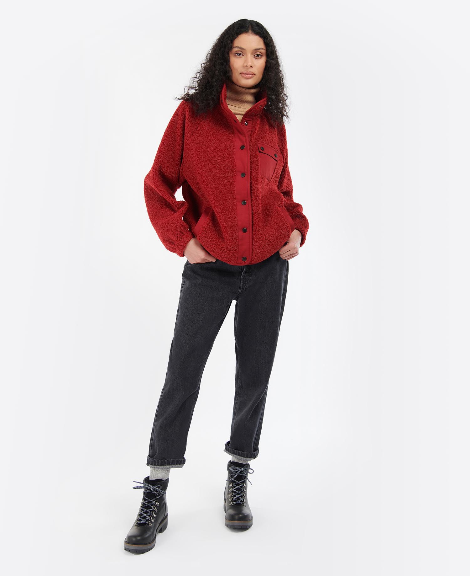 Barbour Callaly Fleece Women's Sweatshirts Red | 603128-PNA