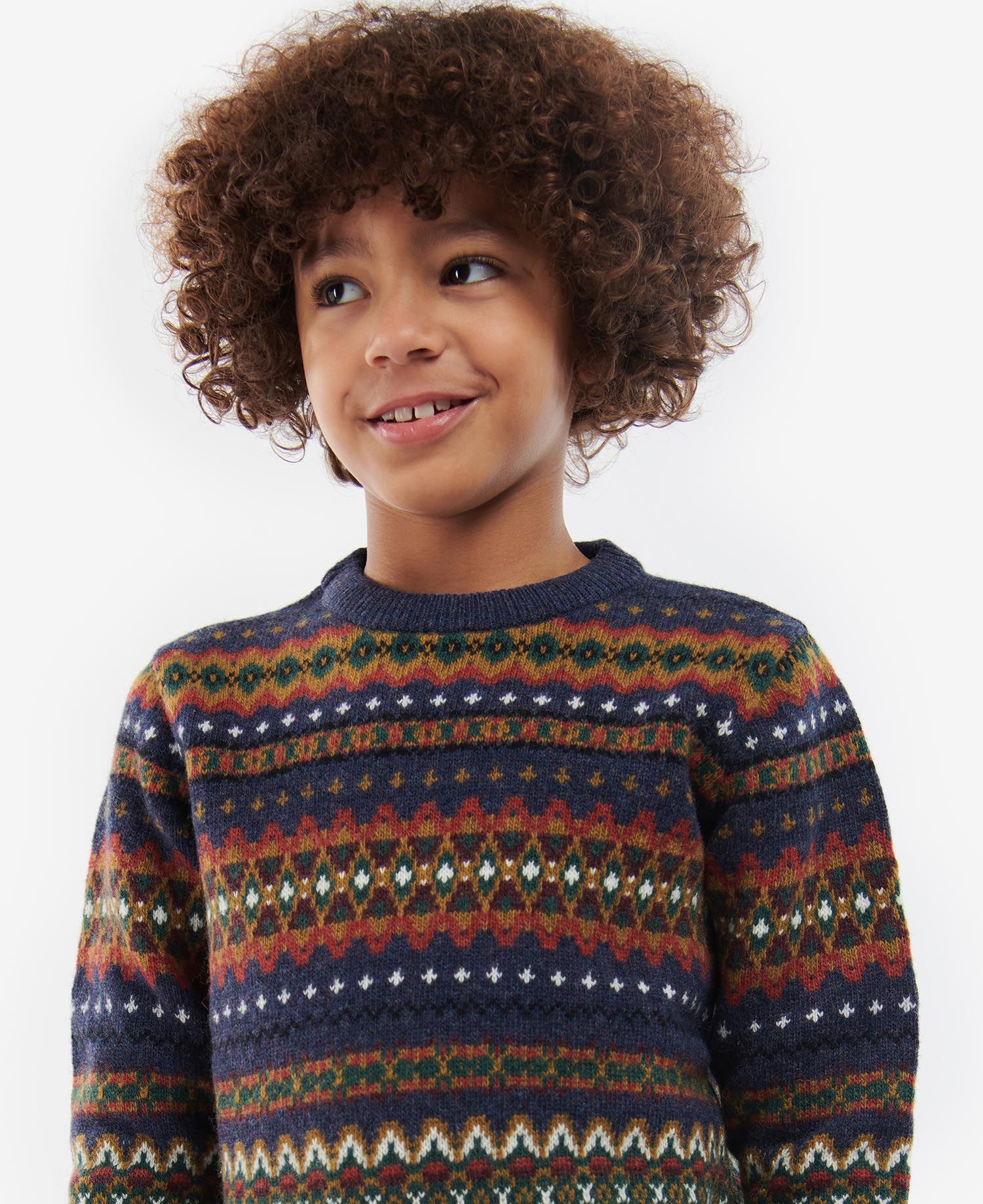 Barbour Case Fair Isle Crew Kids' Clothing Navy | 280175-QOF