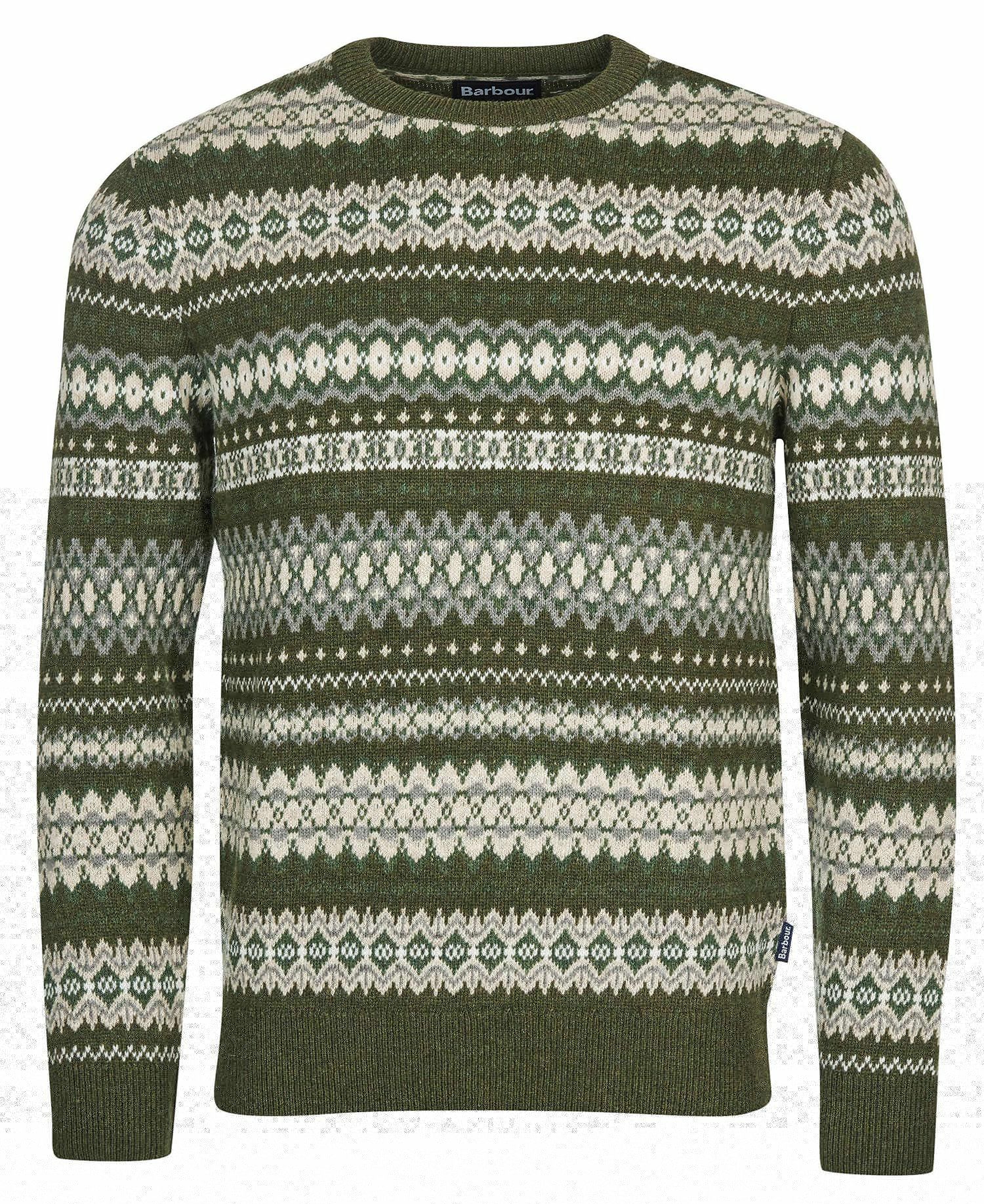 Barbour Case Fair Isle Crew Men's Sweaters Olive / Beige | 416932-XGC