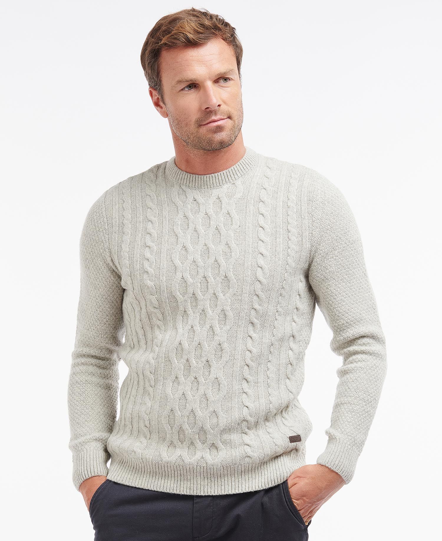 Barbour Chunky Cable Men\'s Sweaters Grey | 683259-DZL