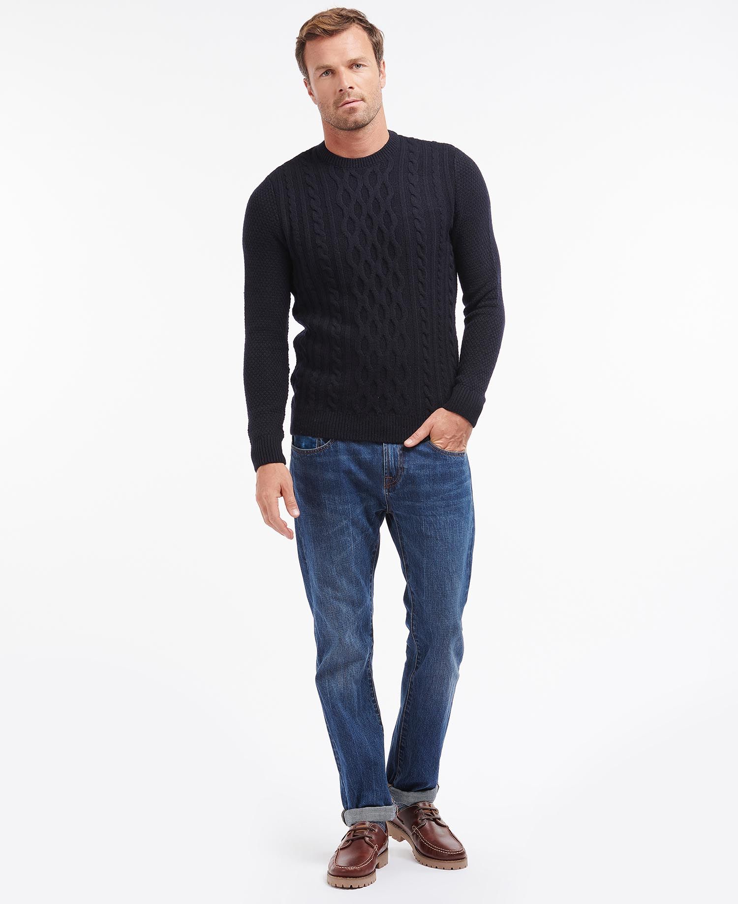 Barbour Chunky Cable Men's Sweaters Navy | 039251-FRH