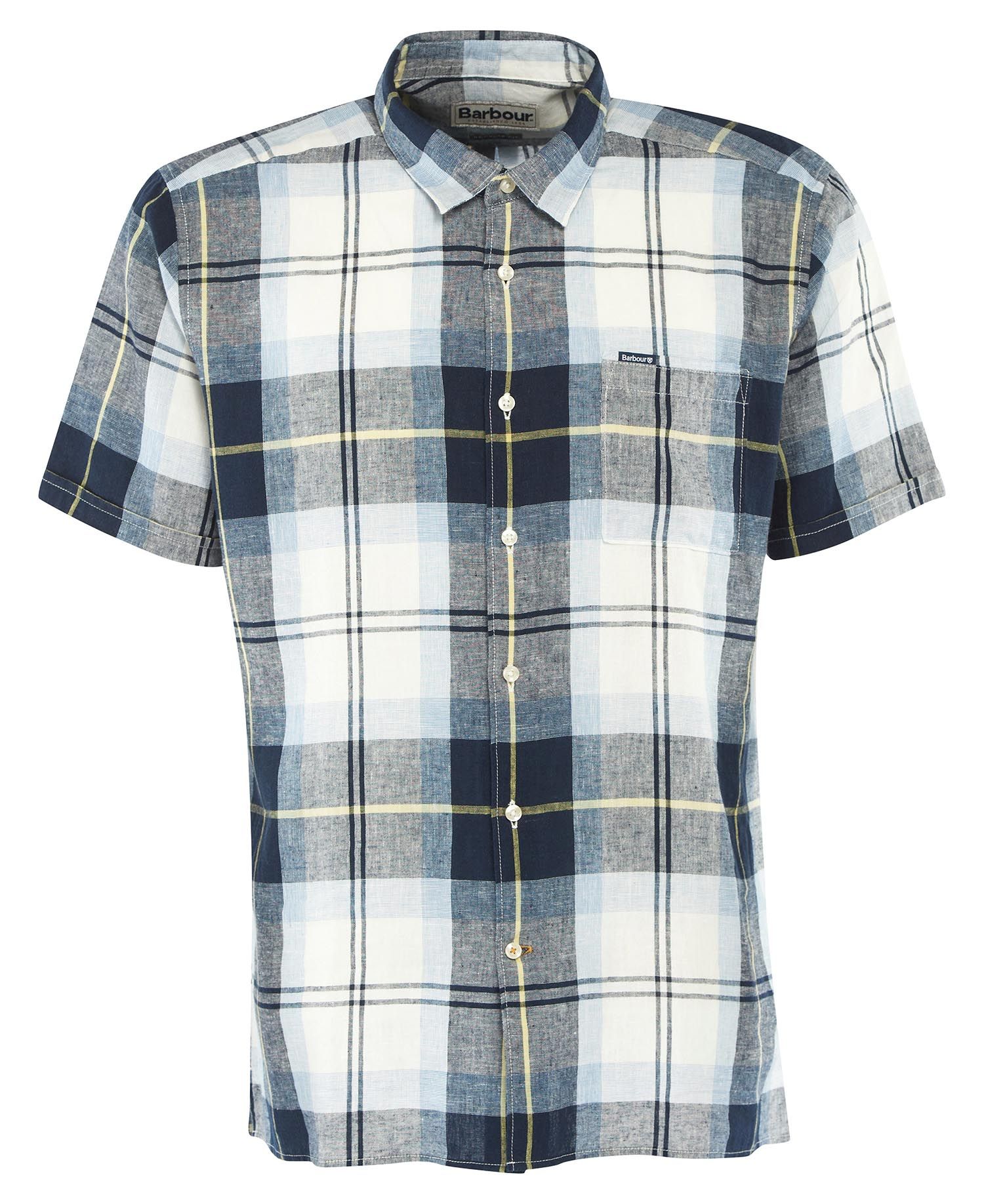 Barbour Croft Short Sleeve Summer Men's Shirts White / Black | 162837-PRU