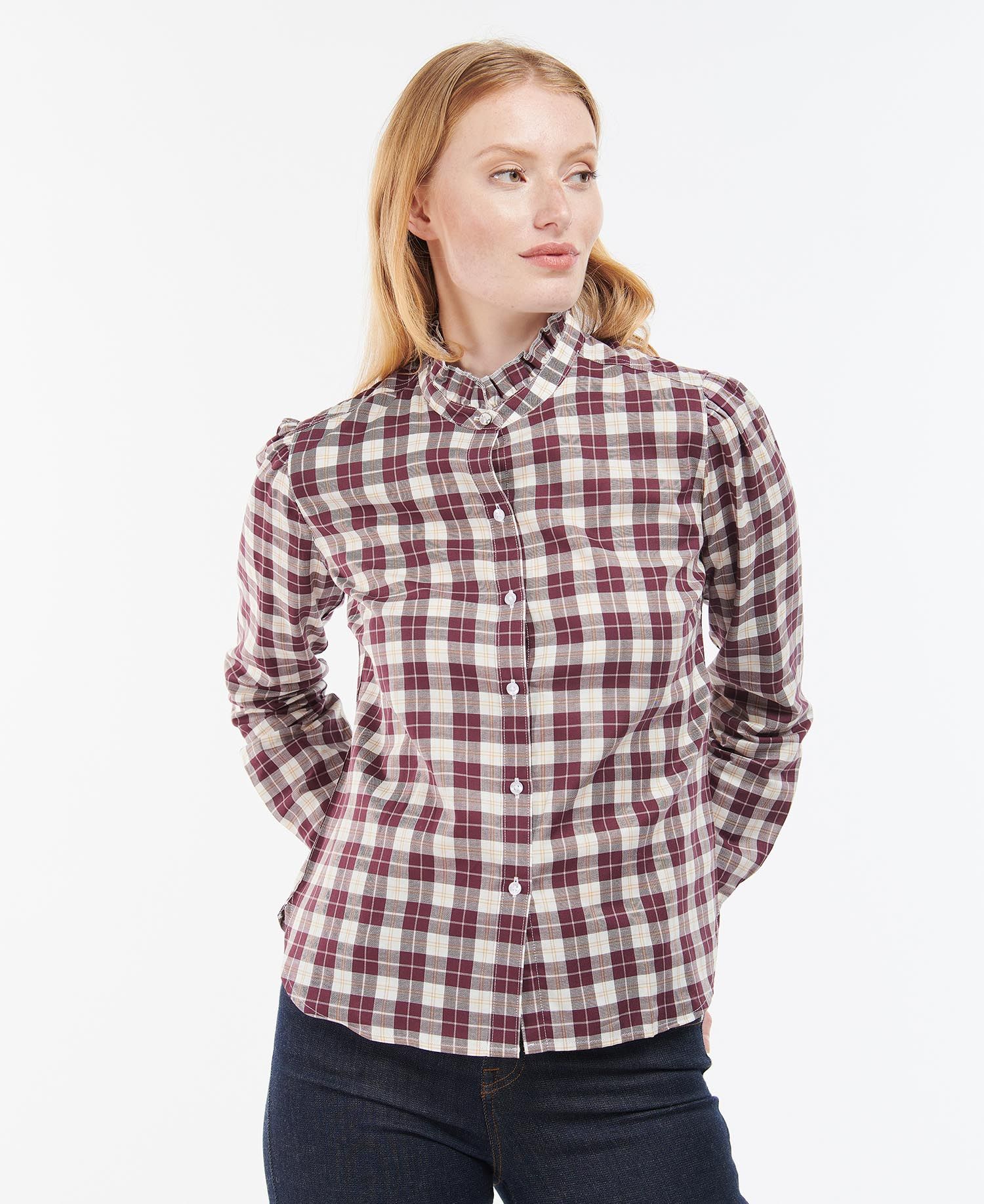 Barbour Daffodil Women's Shirts White / Red | 024596-YTQ