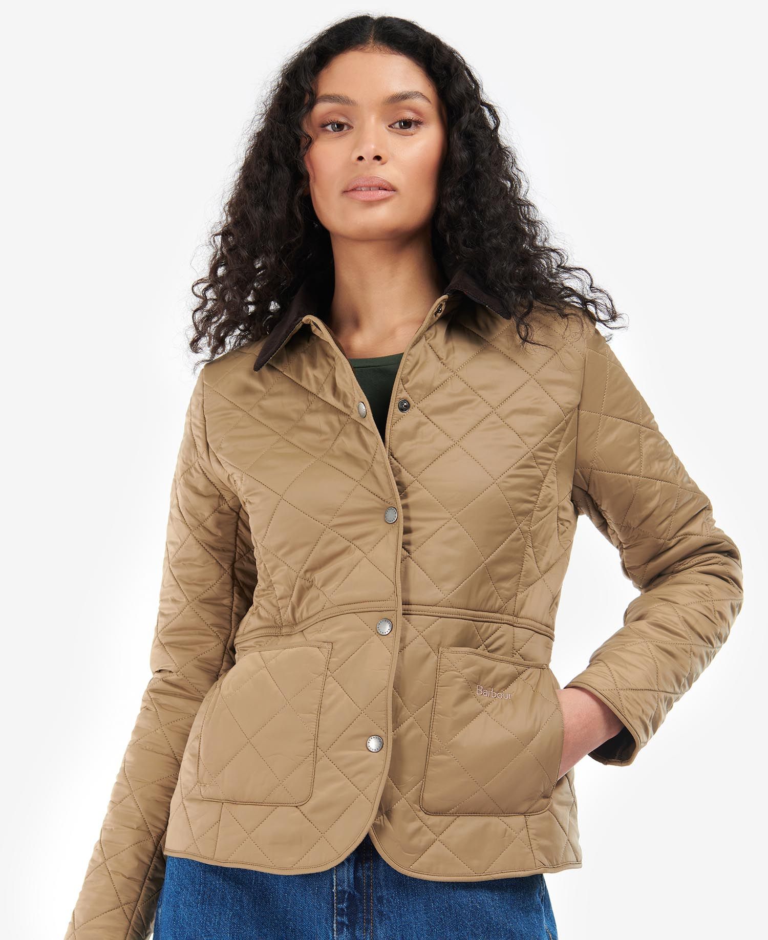 Barbour Deveron Polarquilt Women\'s Quilted Jackets Khaki | 912385-JXQ