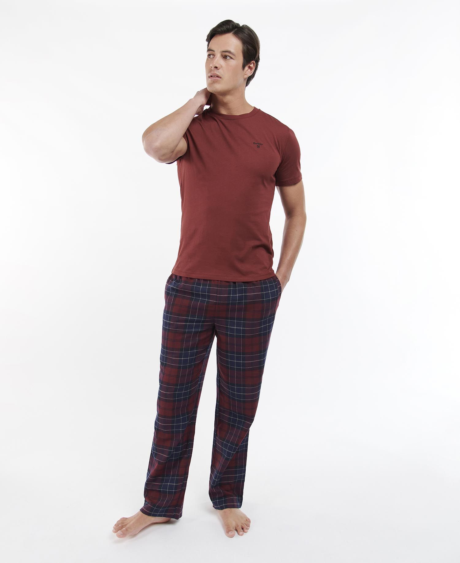 Barbour Donal Tee Men's Nightwear Burgundy | 852463-YTJ