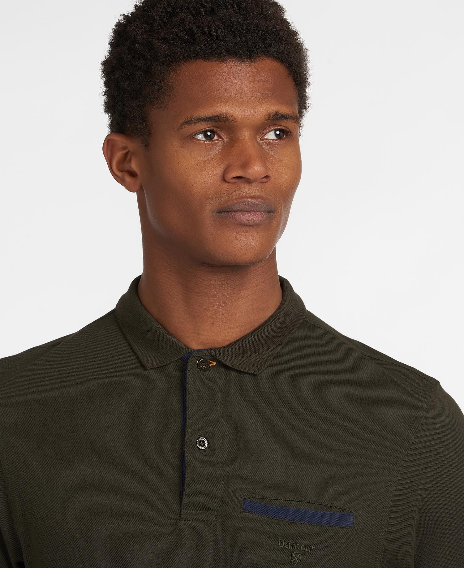 Barbour Essential Long Sleeve Pocket Men\'s Polo Shirts Navy | 398076-NRC