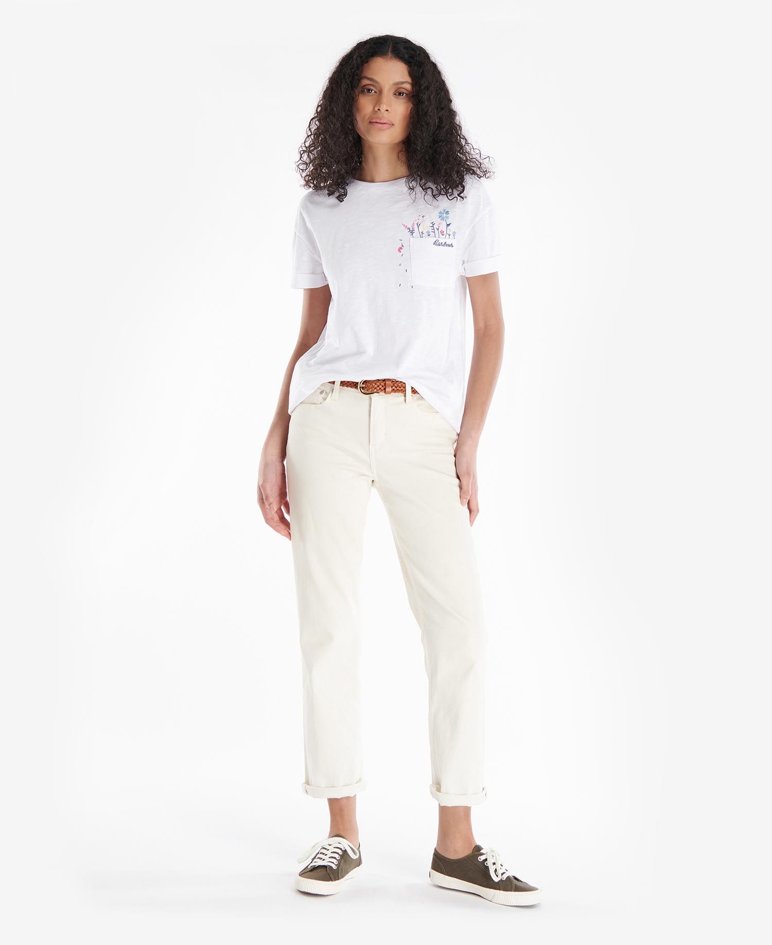 Barbour Evergreen Women's T Shirts White | 620871-DEI