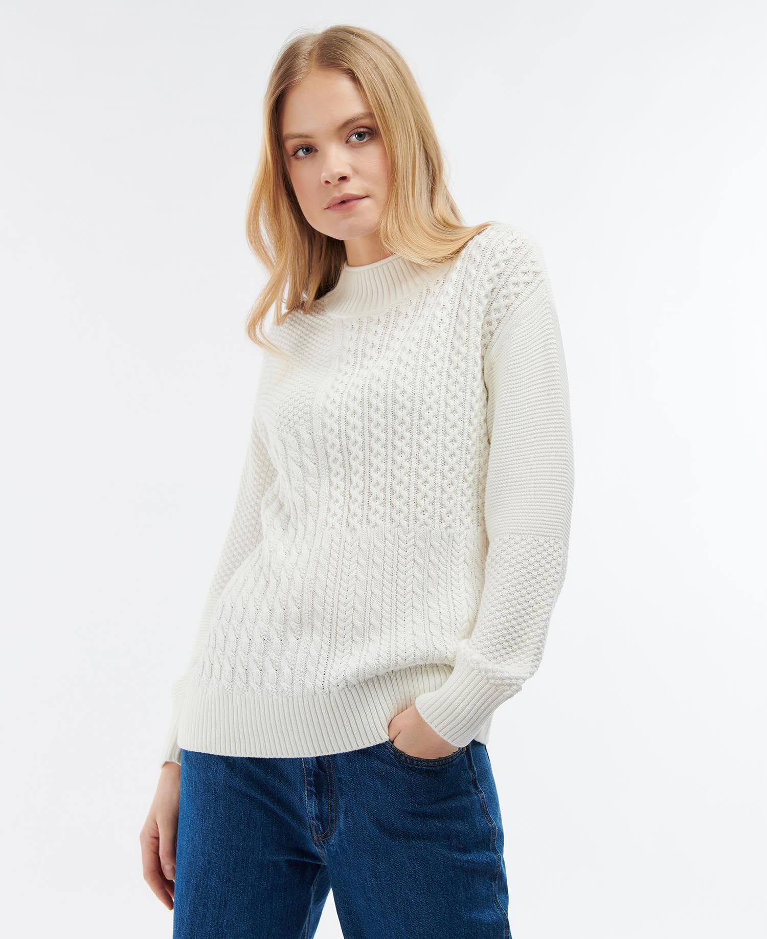 Barbour Fairbarn Knit Women's Sweaters Cream | 042153-FNT