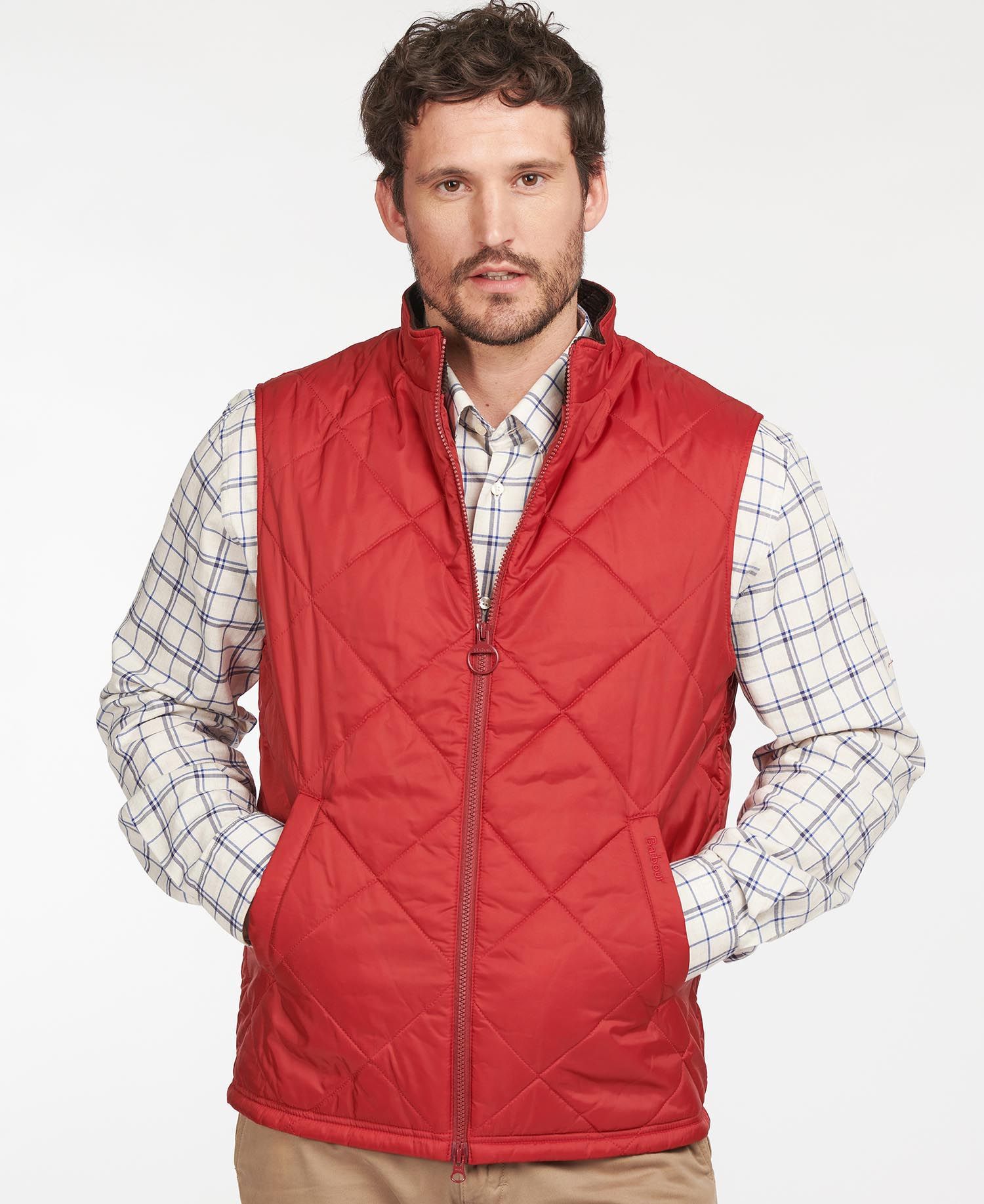 Barbour Finn Men\'s Vest Dark Red | 452187-ECY