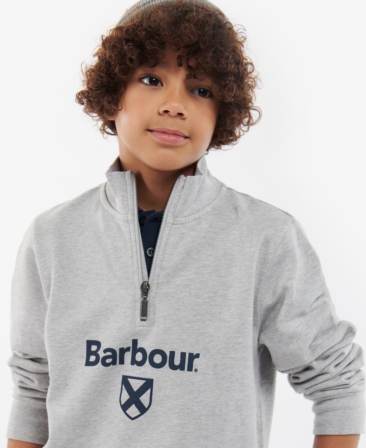 Barbour Floyd Half Zip Kids' Clothing Grey | 951740-SBL