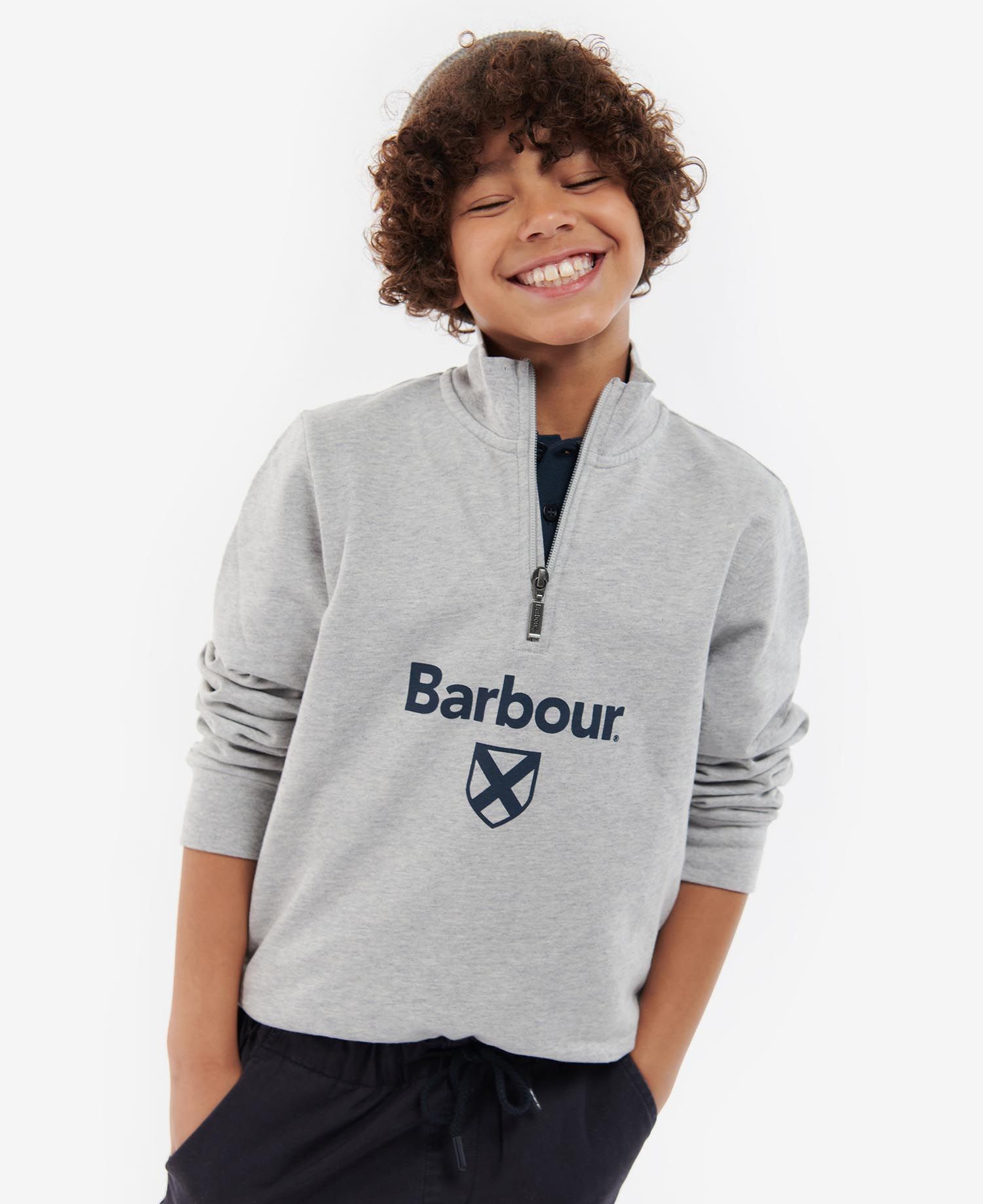 Barbour Floyd Half Zip Kids\' Clothing Grey | 951740-SBL