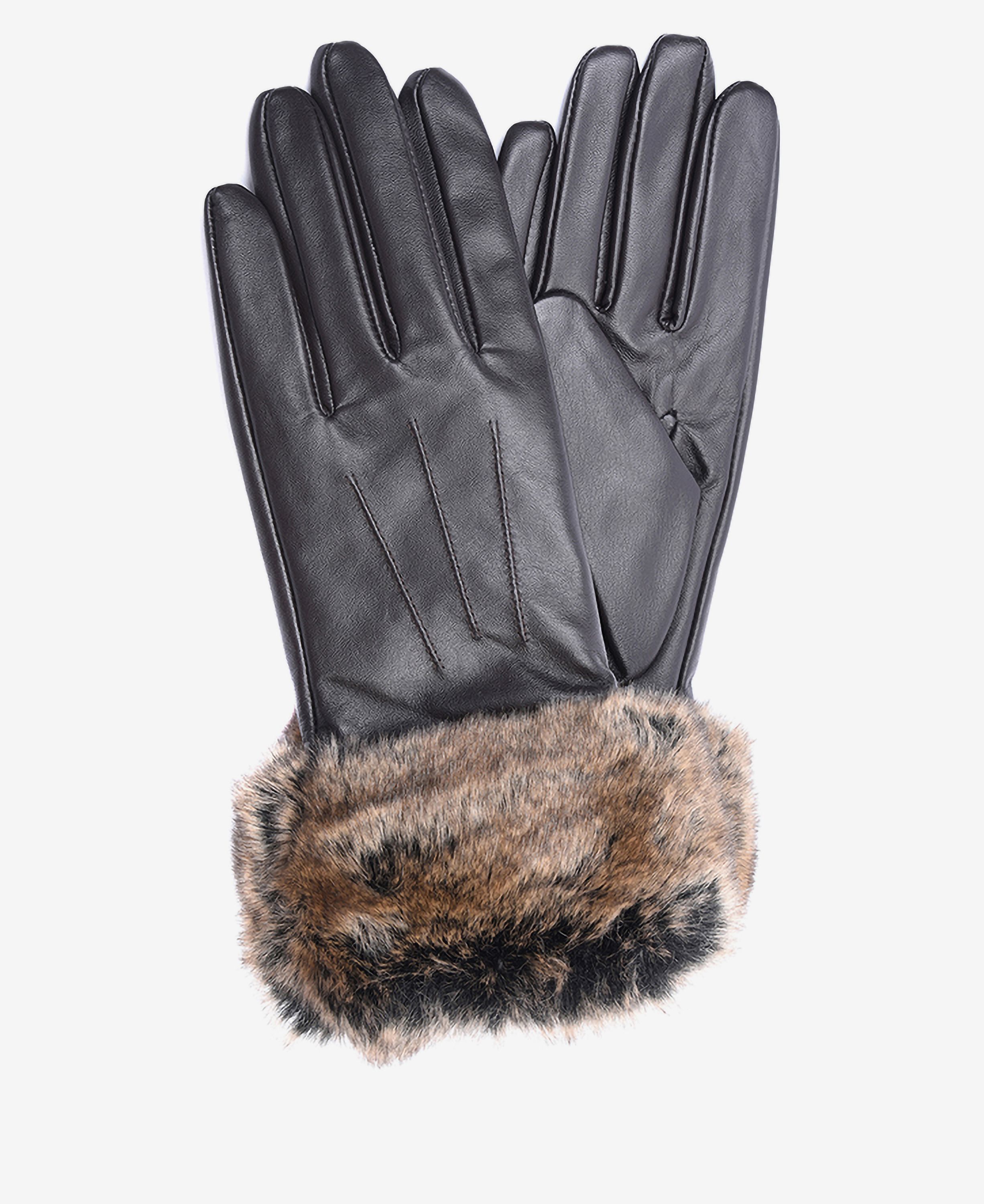 Barbour Fur Trimmed Leather Women\'s Gloves Black | 630924-VIP