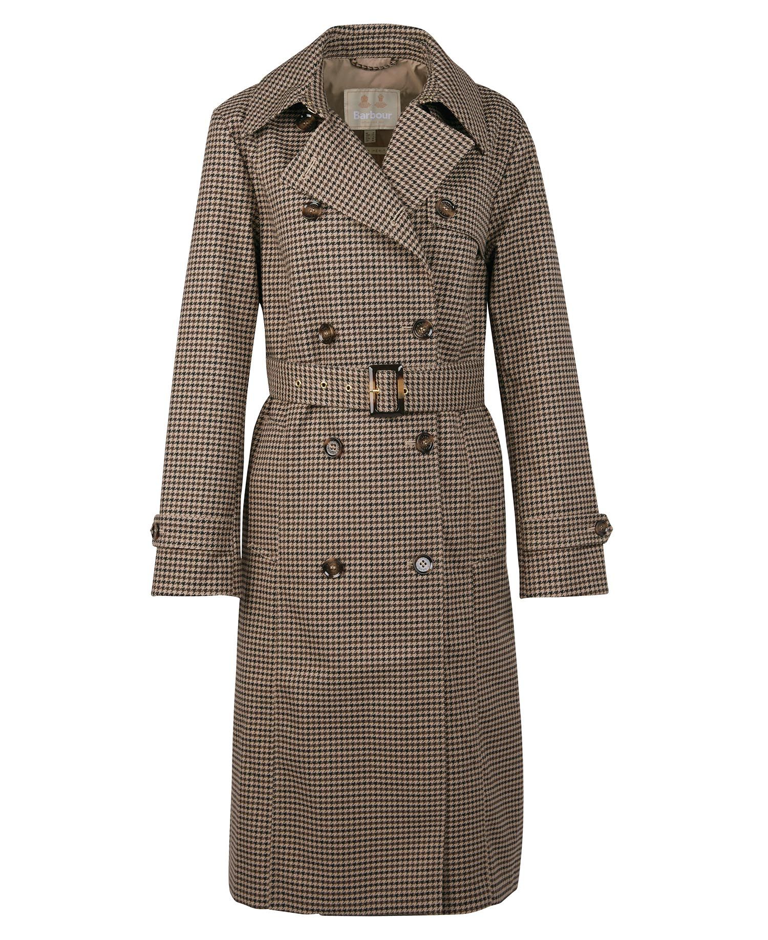 Barbour Greta Check Trench Women's Coats Chocolate | 150387-CNX