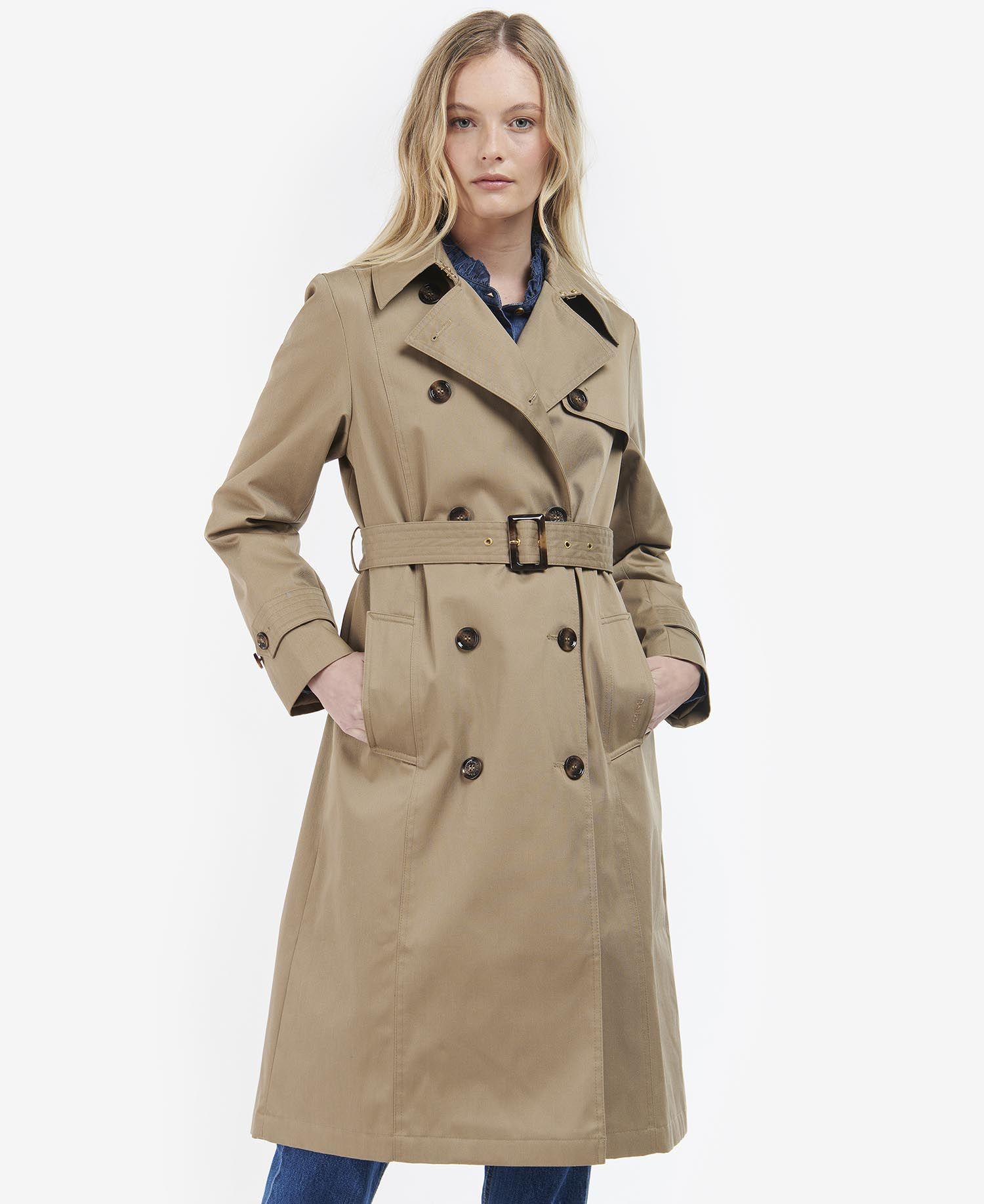 Barbour Greta Trench Women\'s Coats Khaki | 385247-WYR