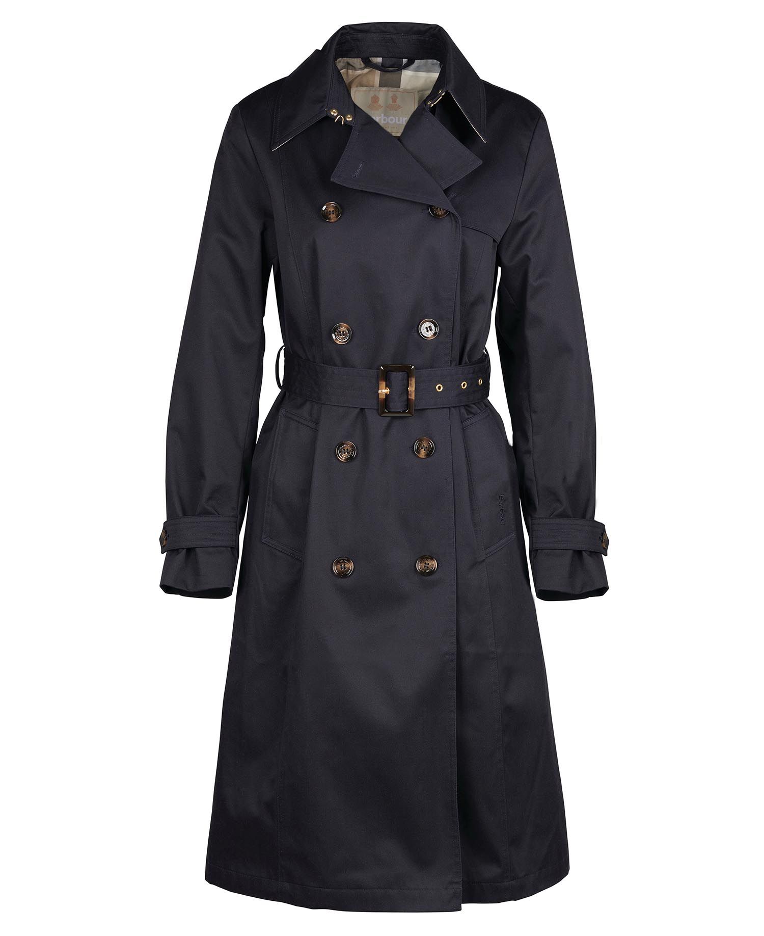 Barbour Greta Trench Women's Coats Navy | 253870-HNE